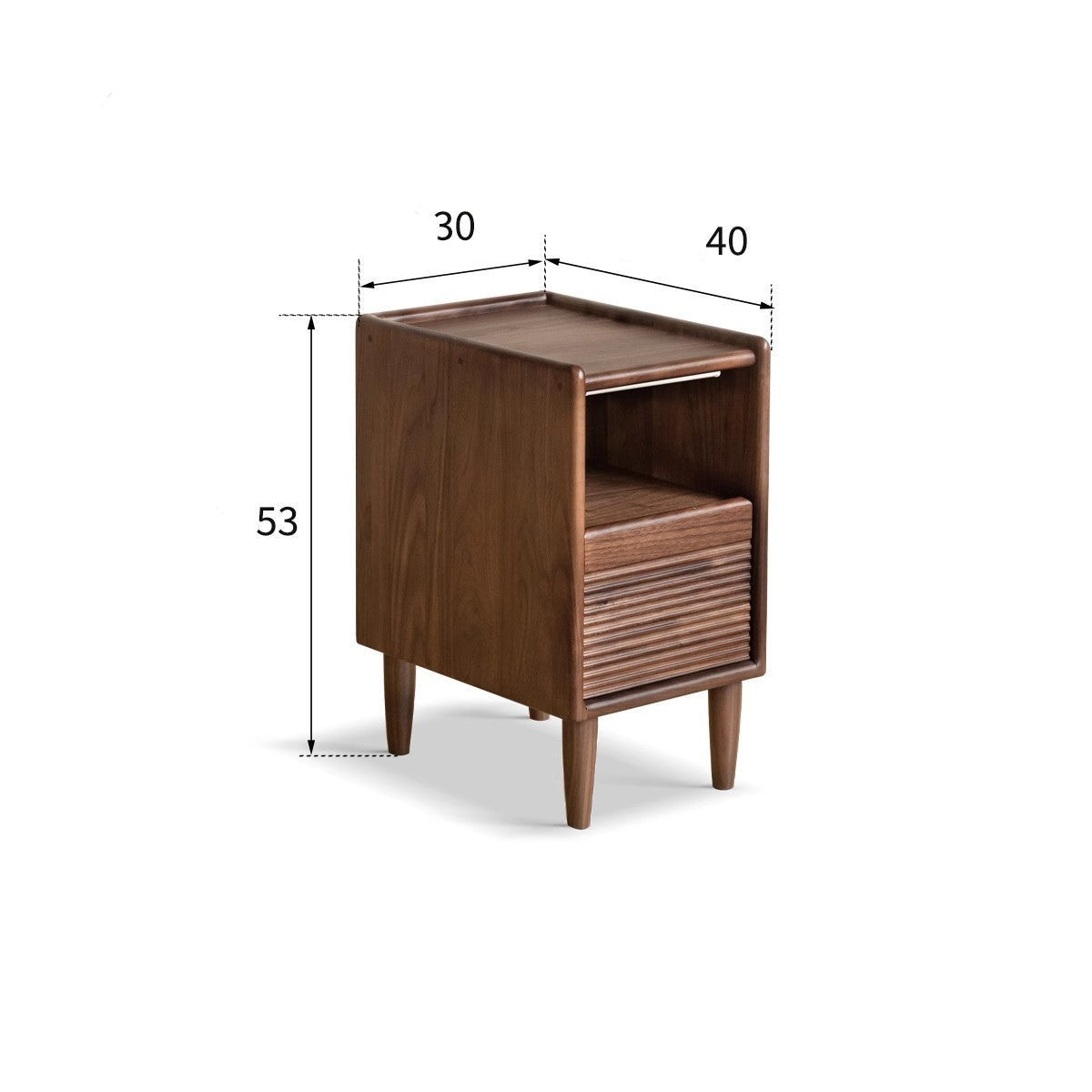 Solid Black Walnut Wood Nightstand with Narrow Design - Perfect for Small Bedrooms, Apartments & Modern Home Decor