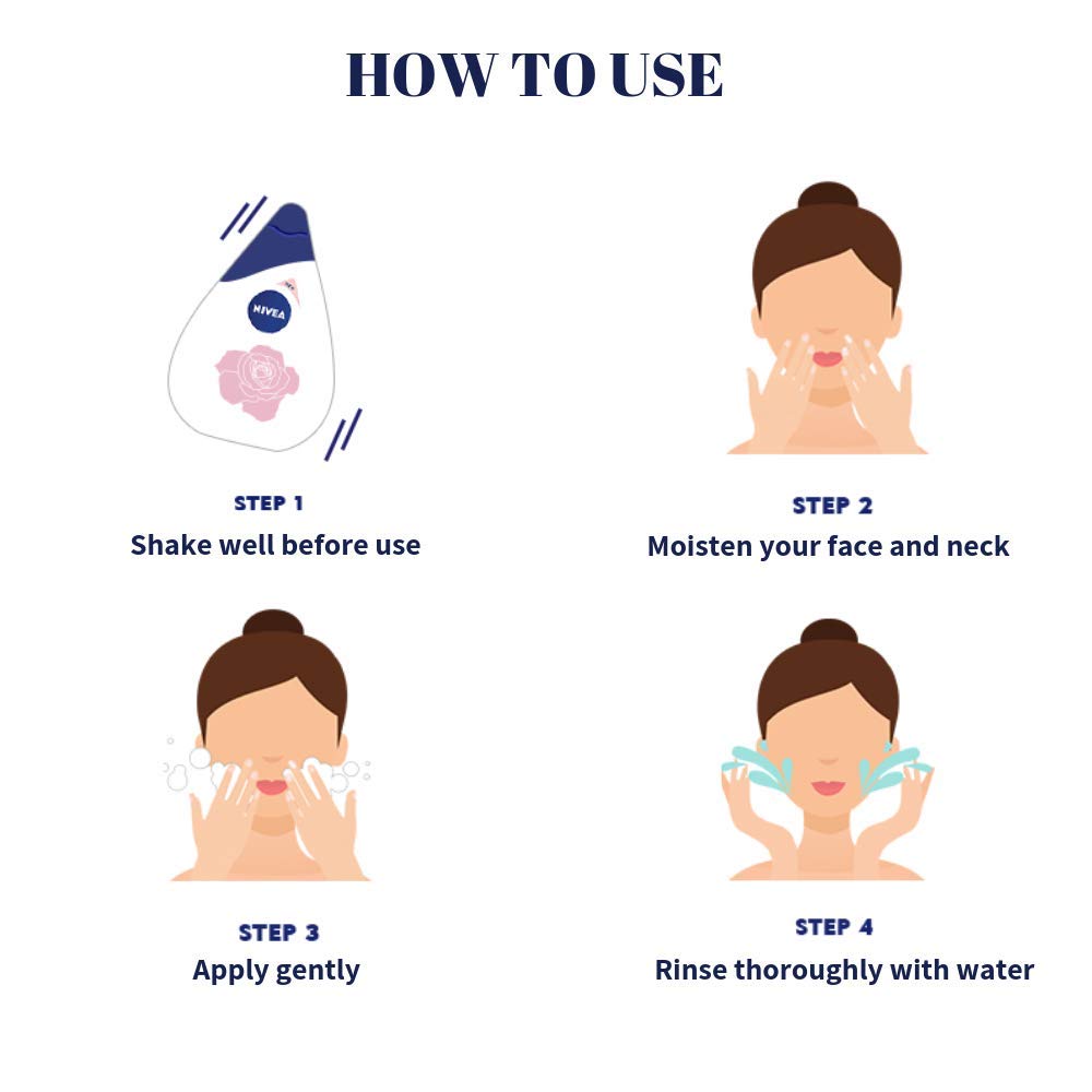 NIVEA Milk Delights Rosewater Facial Cleanser for Sensitive Skin - 100ml & NIVEA Water Lily & Oil Shower Gel Body Wash for Women - 250ml | Gentle Daily Skincare & Hydrating Bath Routine