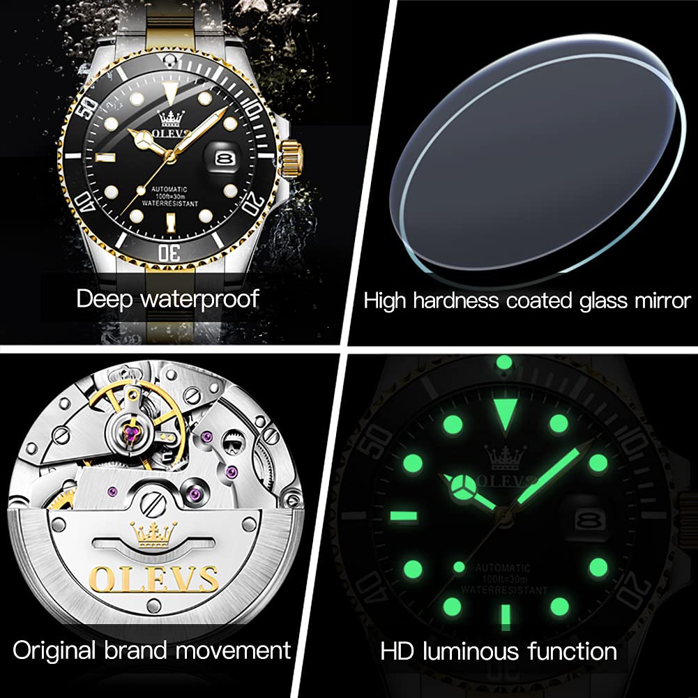 OLEVS Automatic Self-Winding Men's Luxury Watch - Stainless Steel Mechanical Timepiece for Business, Casual & Formal Occasions