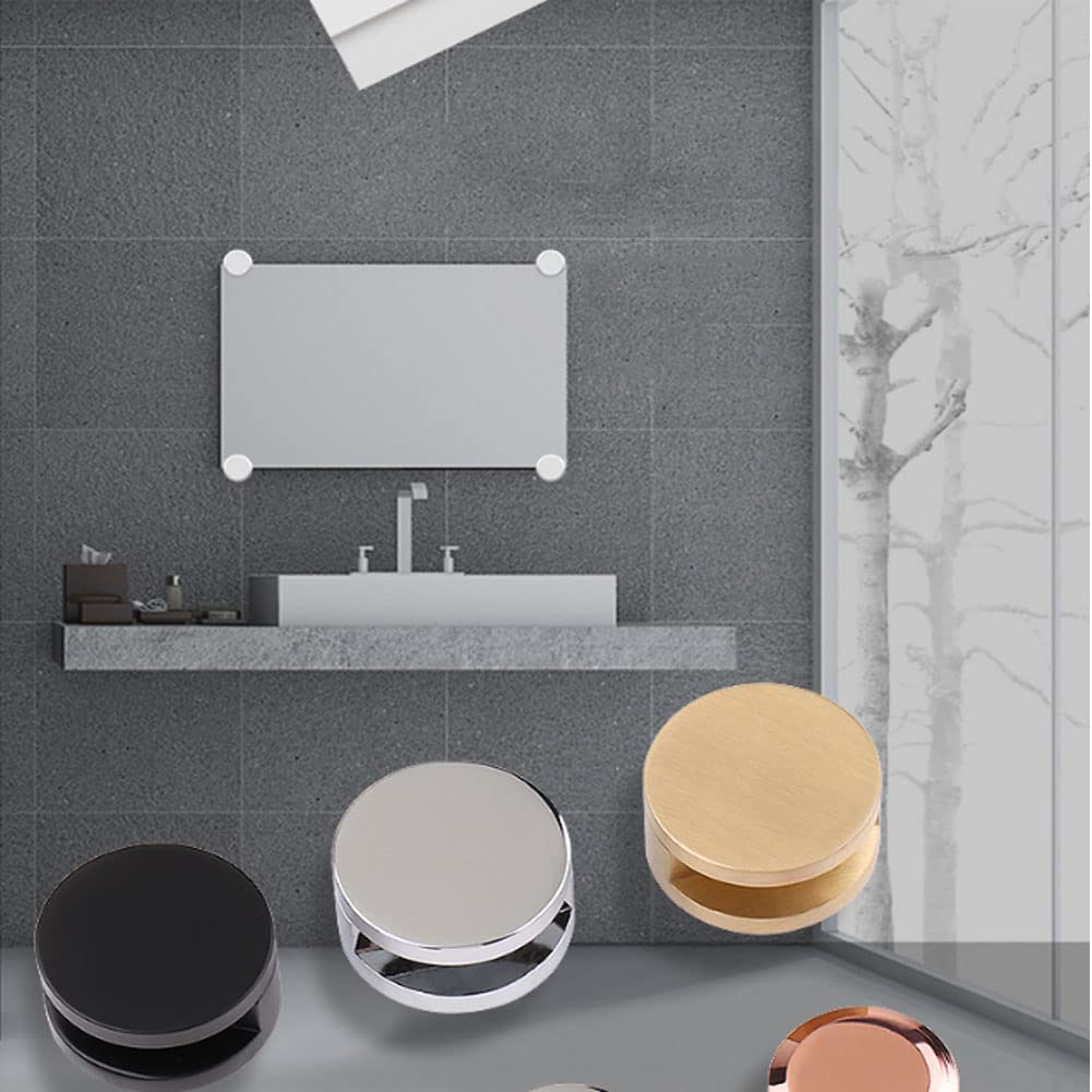 Jinyatu Mirror Clips - 4 Pack Gold Wall Mounted Mirror Brackets for Bathroom & Vanity - Heavy Duty Glass Mirror Holder Clips for Secure Mounting - Perfect for Home, Salon, and Gym Mirrors