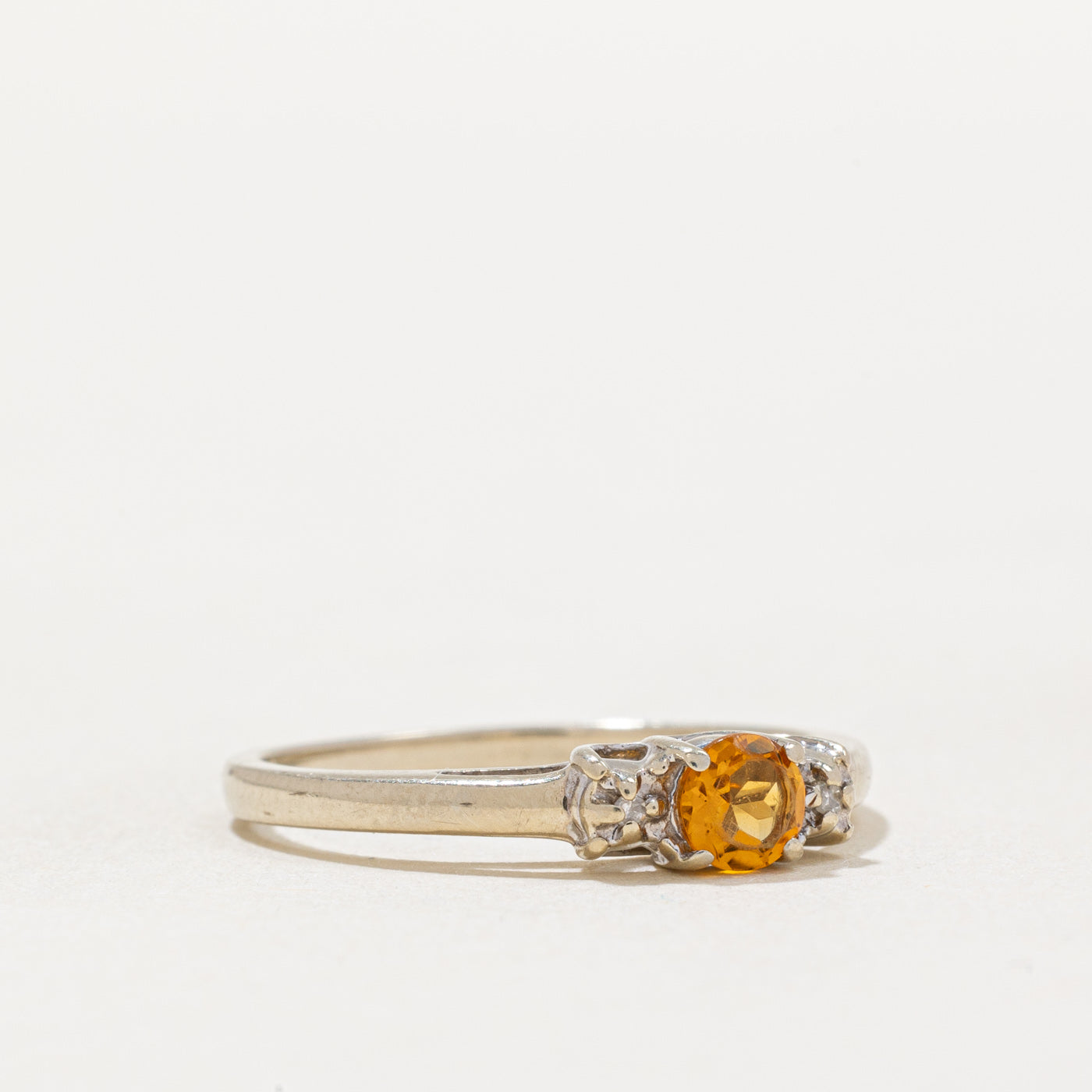 Natural Citrine & Diamond Ring | 0.19ct Citrine & 0.01ctw Diamond | Size 6.75 | 14K Gold Jewelry for Women | Perfect for Birthday, Anniversary & Everyday Wear