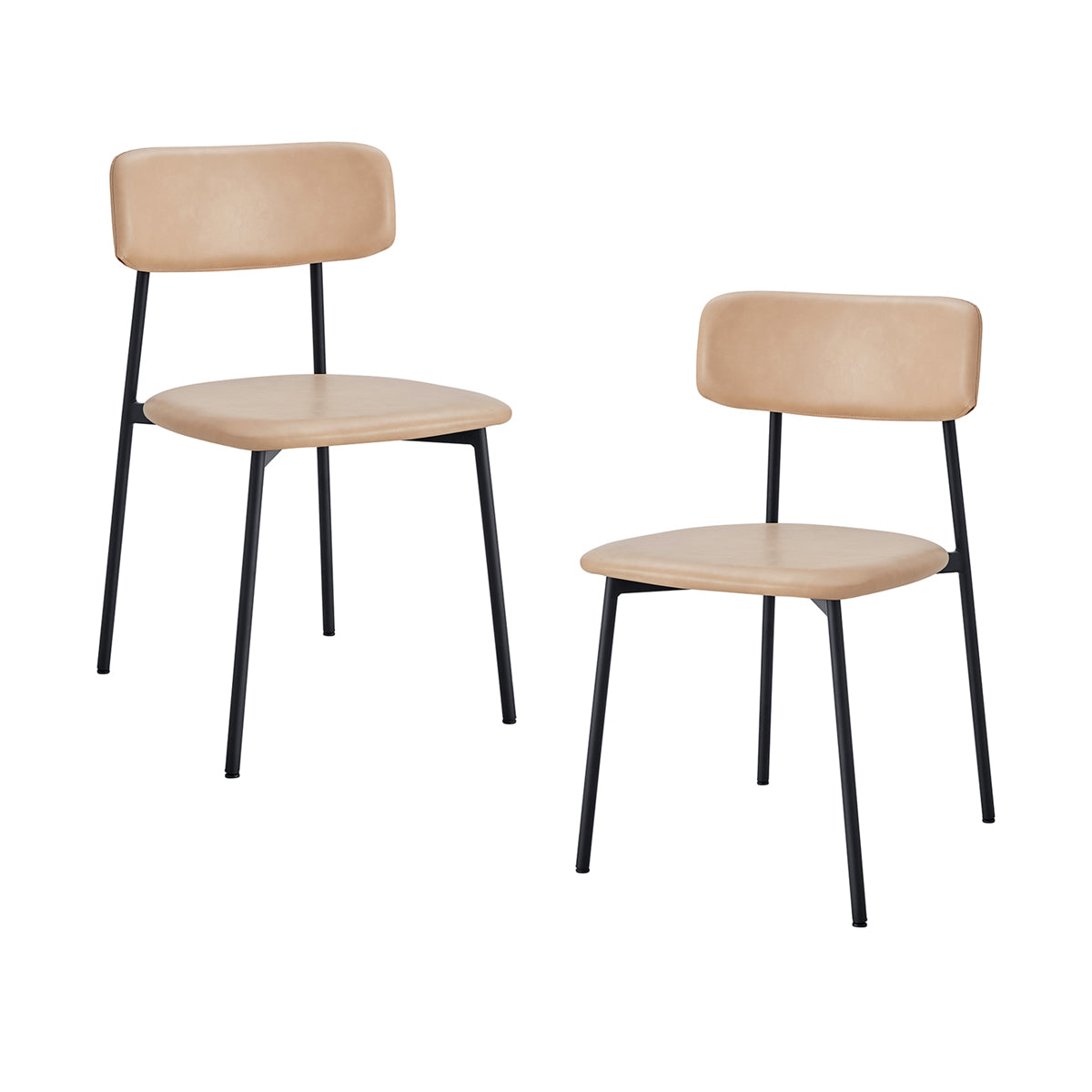 Bailey Leatherette Dining Chairs Set of 2 - Modern PU Leather Upholstered Side Chairs for Kitchen, Dining Room, or Office - Comfortable & Stylish Seating Solution