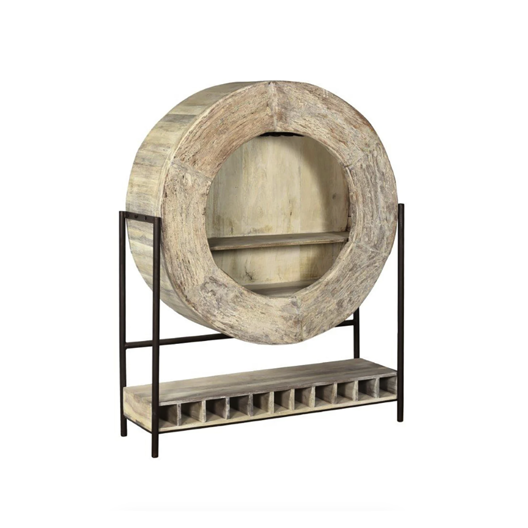Alta Wheel Bar Cabinet - Rolling Mobile Bar Cart with Storage for Wine, Liquor & Glassware - Perfect for Home, Office & Outdoor Entertaining