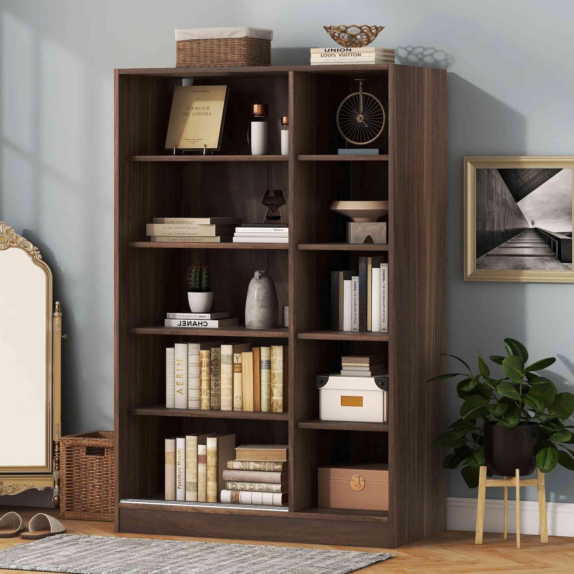 ATY Freestanding Wardrobe Closet with Storage Shelves & Hanging Rod - 2 Sliding Doors Clothes Organizer Armoire for Bedroom - Walnut Finish | Perfect for Small Spaces, Apartment Storage & Bedroom Organization