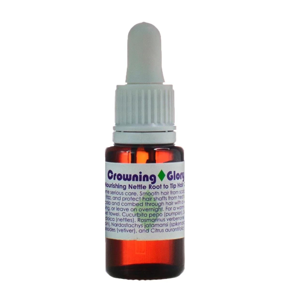 Organic Crowning Glory Nourishing Nettle Hair Oil by LIVING LIBATIONS | Wildcrafted, Vegan, Clean Beauty for Dry & Damaged Hair | Promotes Hair Growth & Scalp Health | 0.5 fl oz (15 mL) | Perfect for Daily Hair Care & Natural Styling