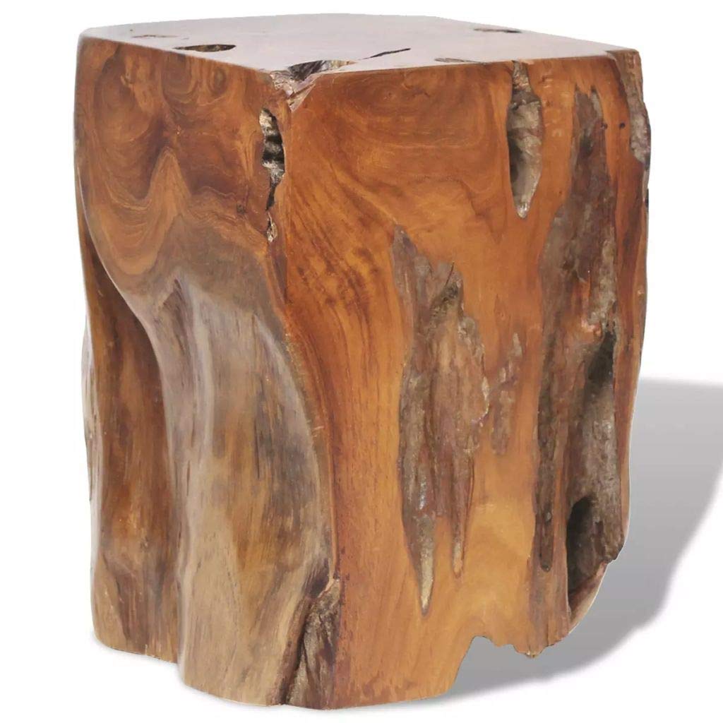 ZAMAX Natural Solid Teak Wood Stool - Handmade Rustic Footrest & Side Table for Outdoor Patio, Backyard, Garden - Perfect for Relaxing, Coffee Tables & Boho Decor