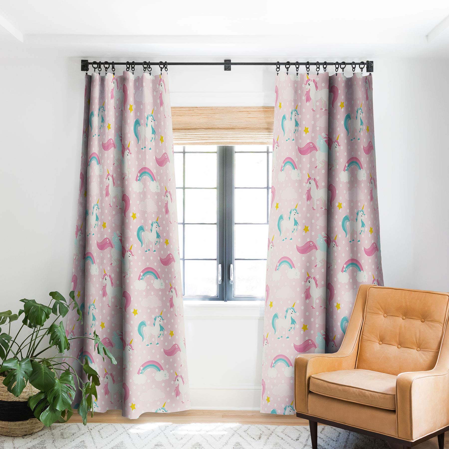 Avenie Unicorn Pattern Blackout Curtains for Kids Room, Pink, 50