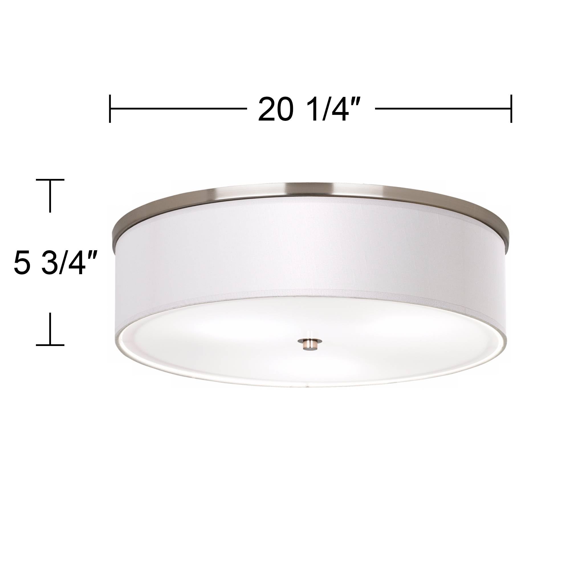 Drifting Petals Giclee Nickel 20.25 Inch Wide Floral Ceiling Light Fixture with Printed Shade - Perfect for Bedroom, Living Room & Dining Room Lighting