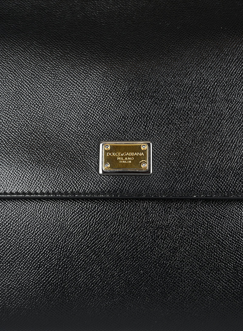 Dolce & Gabbana Sicily Leather Handbag - Black Genuine Leather Women's Purse for Work, Travel & Evening Events