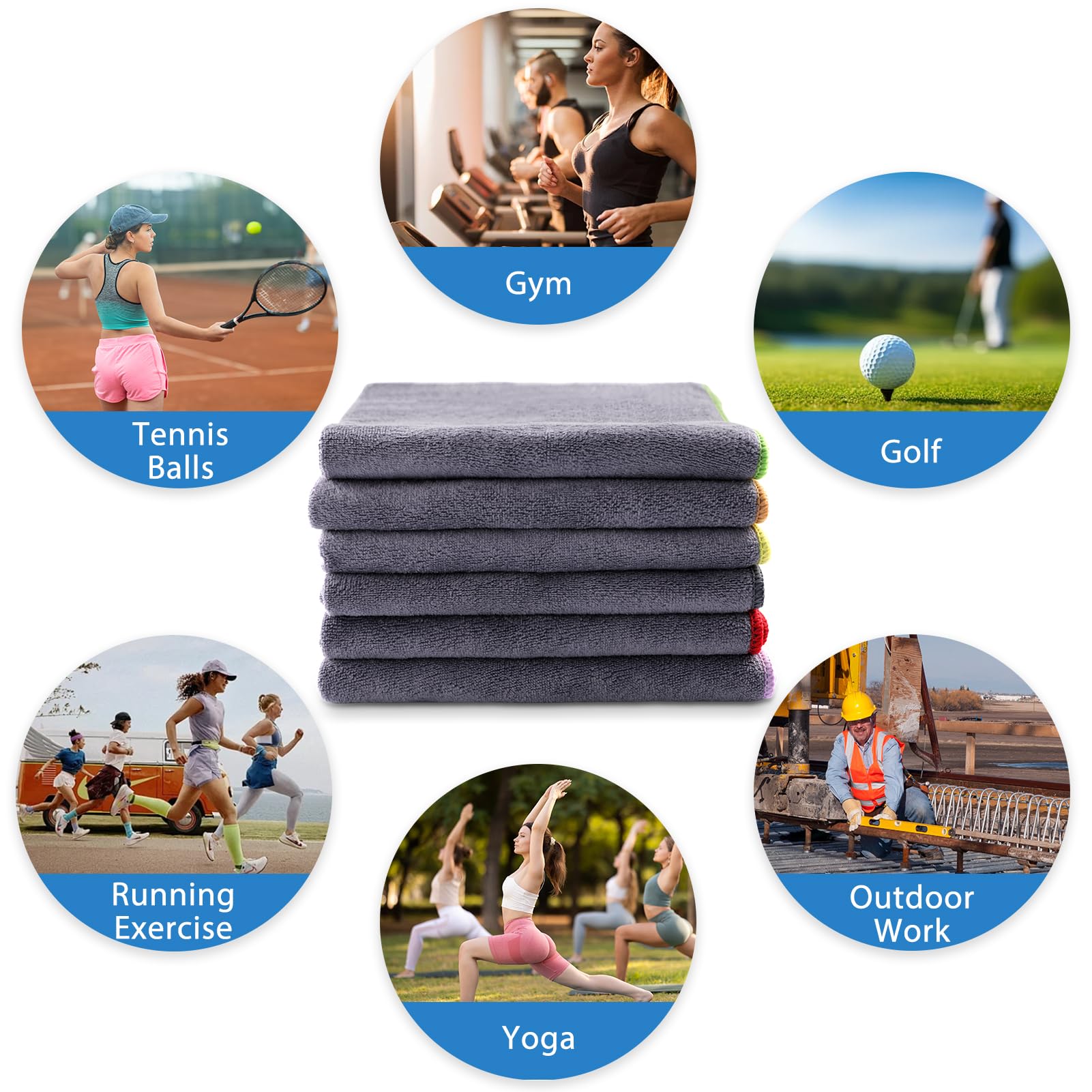 Premium Gym Towels 4 Pack - Ultra Absorbent & Quick Dry Workout Towels for Fitness, Yoga, Running - Soft, Comfortable & Durable Sweat Towels for Gym, Home Exercise & Outdoor Sports Activities
