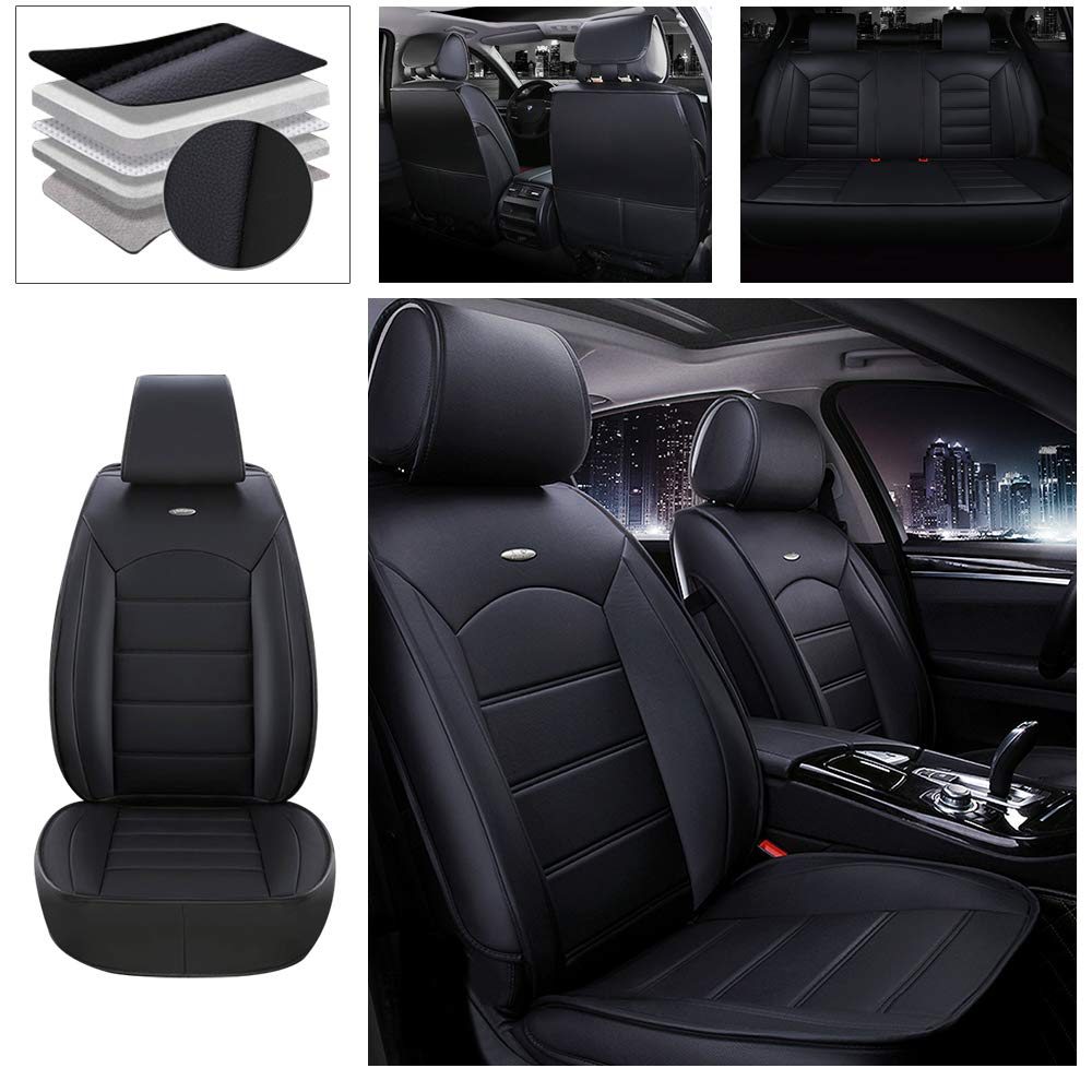 DBL Full Set PU Leatherette Car Seat Cover for Ford Fusion Hybrid 2008-2019 | Airbag Compatible | Black Seat Protector Cushions | Perfect for Daily Commute & Road Trips
