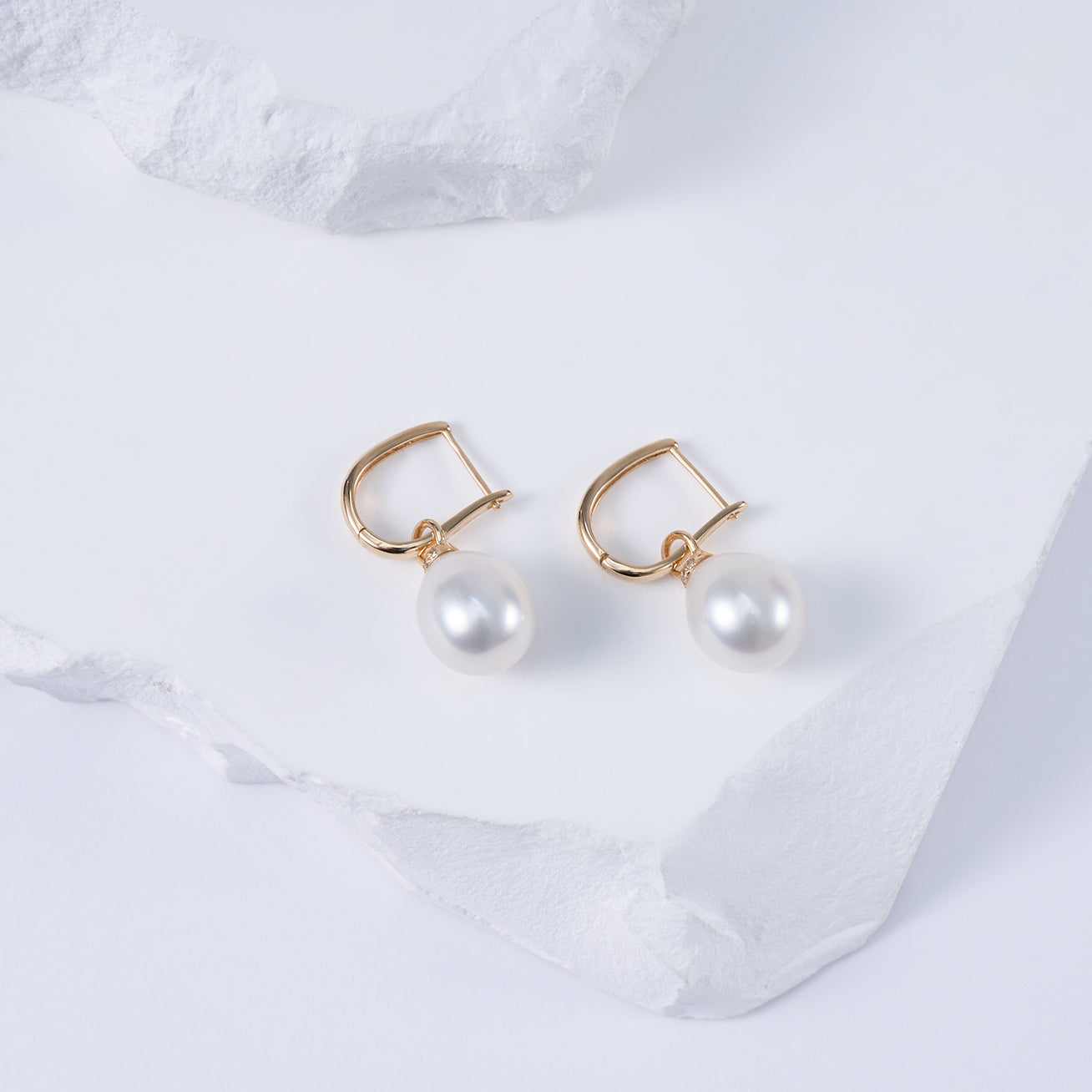 18K Solid Gold Australian White Pearl Earrings - Classic Studs for Women, Gift Box Included | Perfect for Weddings, Parties & Everyday Elegance
