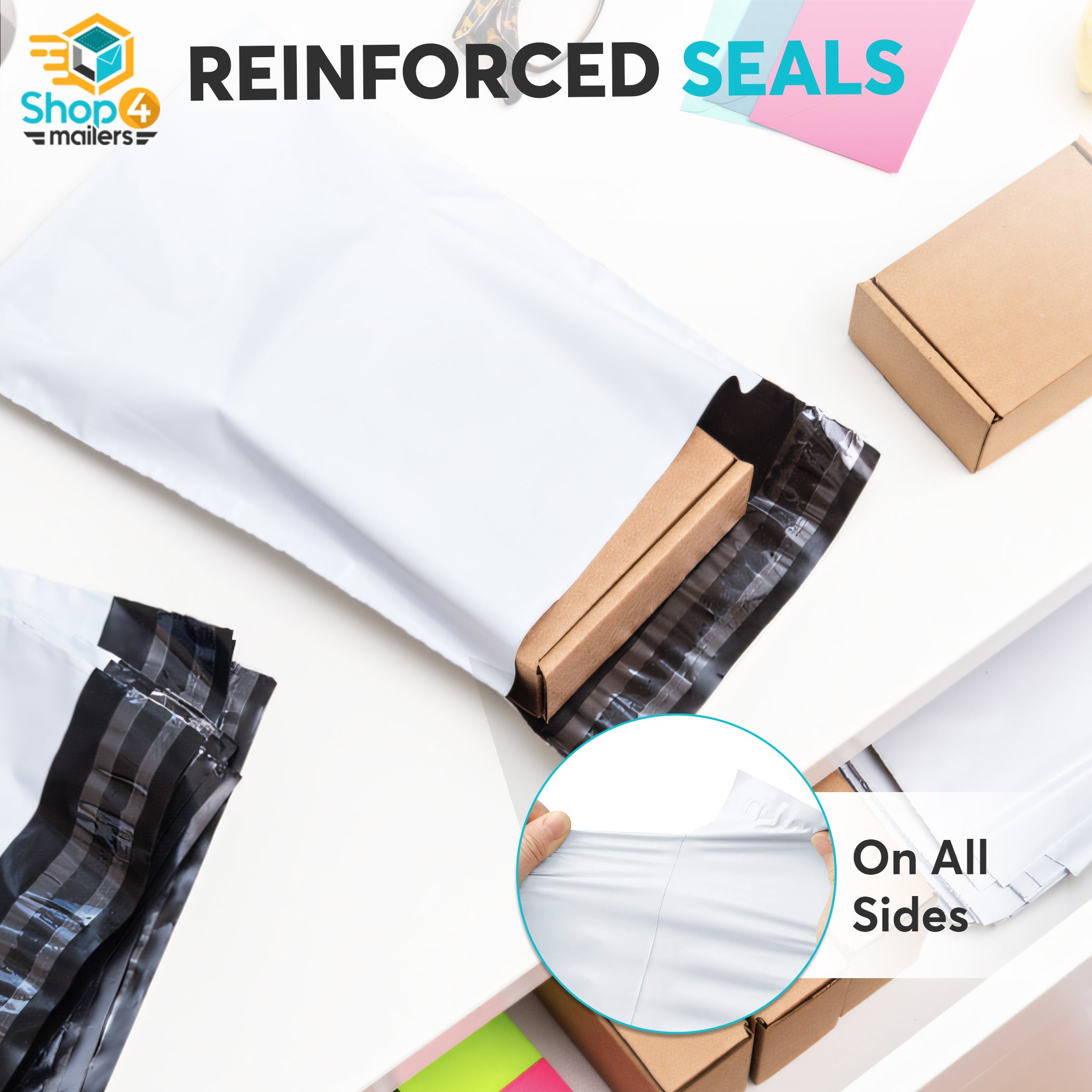 10x13 Glossy White Poly Mailer Envelopes - Self-Sealing Shipping Bags for Ecommerce, Mailing & Packaging - Waterproof & Durable Polyethylene Envelopes for Small Businesses, Online Stores & Daily Shipping Needs