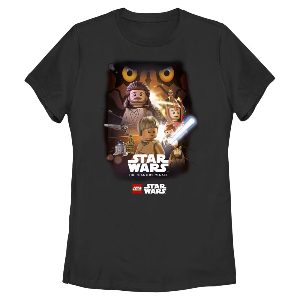 Star Wars The Phantom Menace Lego Poster Women's Short Sleeve T-Shirt - Darth Maul Graphic Tee for Fans, Gifts & Casual Wear