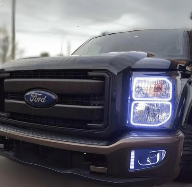 Ford Super Duty Multicolor Flow Halo Headlight Kit for 2011-2016 Models - Upgrade Your Truck's Style & Visibility for Night Driving & Off-Road Adventures