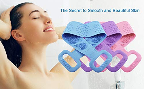 SQUICKLE Silicone Body Brush for Shower - Exfoliating Back Scrubber with Soft Bristles for Men & Women - Improves Blood Circulation & Skin Health - Multicolor (Pack of 1) - Perfect for Spa, Exfoliation & Deep Cleansing at Home