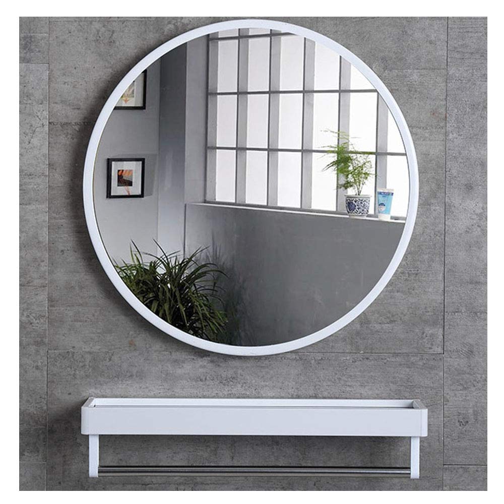 Round Wall Mirror with Shelf - Bathroom Vanity Mirror, Decorative Makeup Mirror for Bedroom, Living Room & Hallway | Perfect for Makeup Application, Home Decor & Small Space Organization