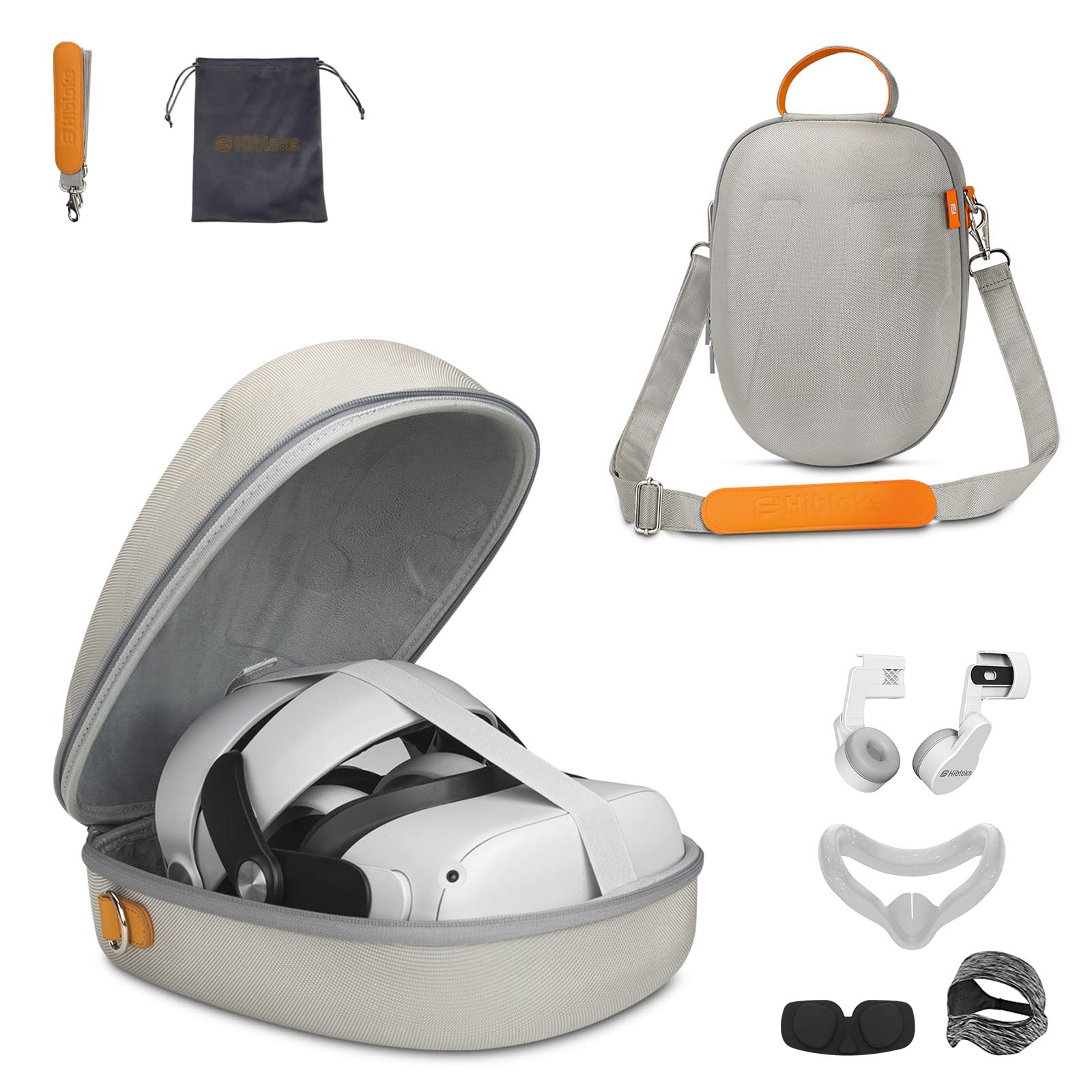 Meta/Oculus Quest 2 Headset Carrying Case with Accessories Kit - Includes Head Strap, Controllers, Ear Muffs, Face Cover, Sweat Band & Lens Cover - Perfect for Travel, Gaming Storage & VR Protection