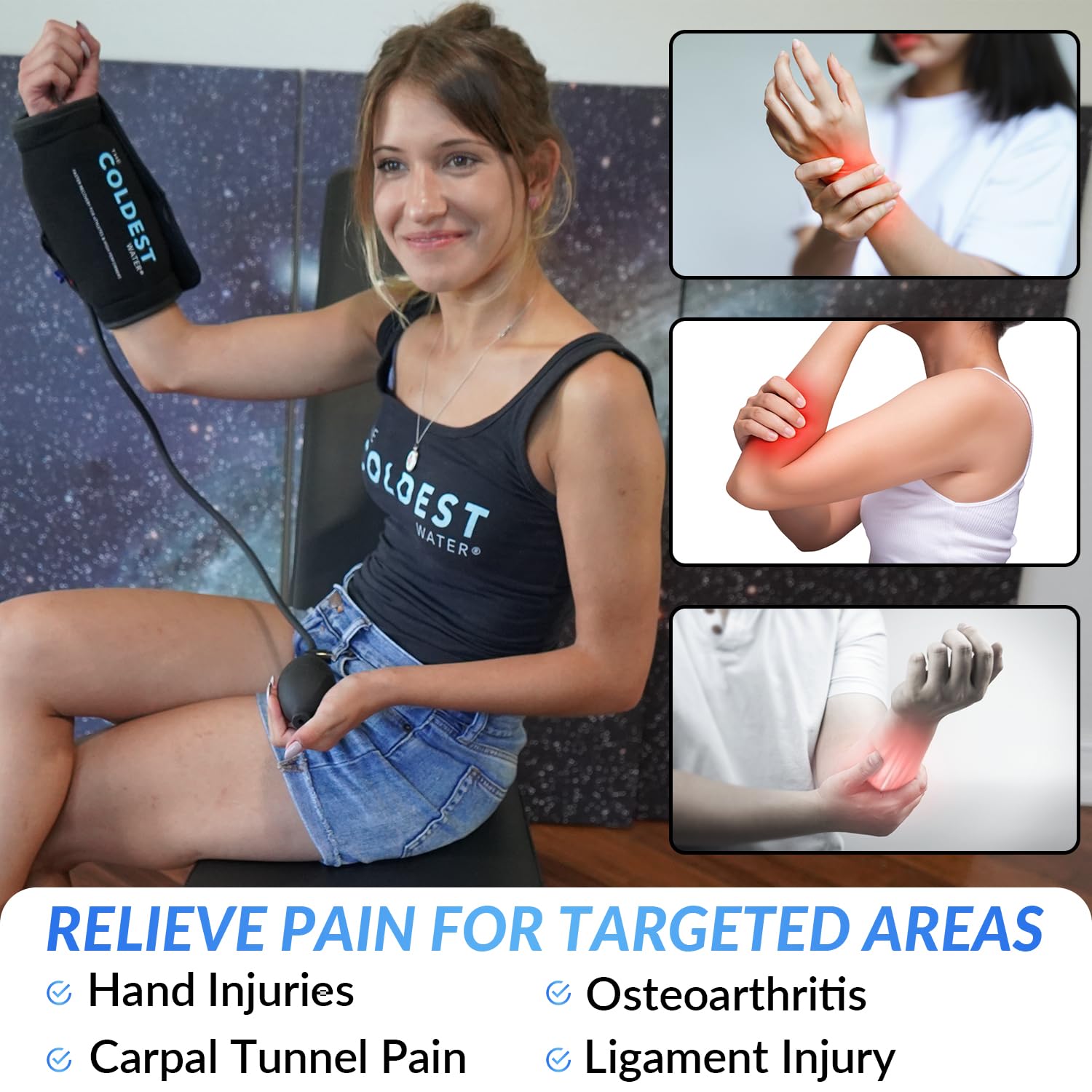 The Coldest Wrist Ice Pack with Air Compression - 8” X 16” Wrist Brace for Sprains, Arthritis, Tendinitis, Swelling - Ideal for Recovery, Sports, and Daily Pain Relief