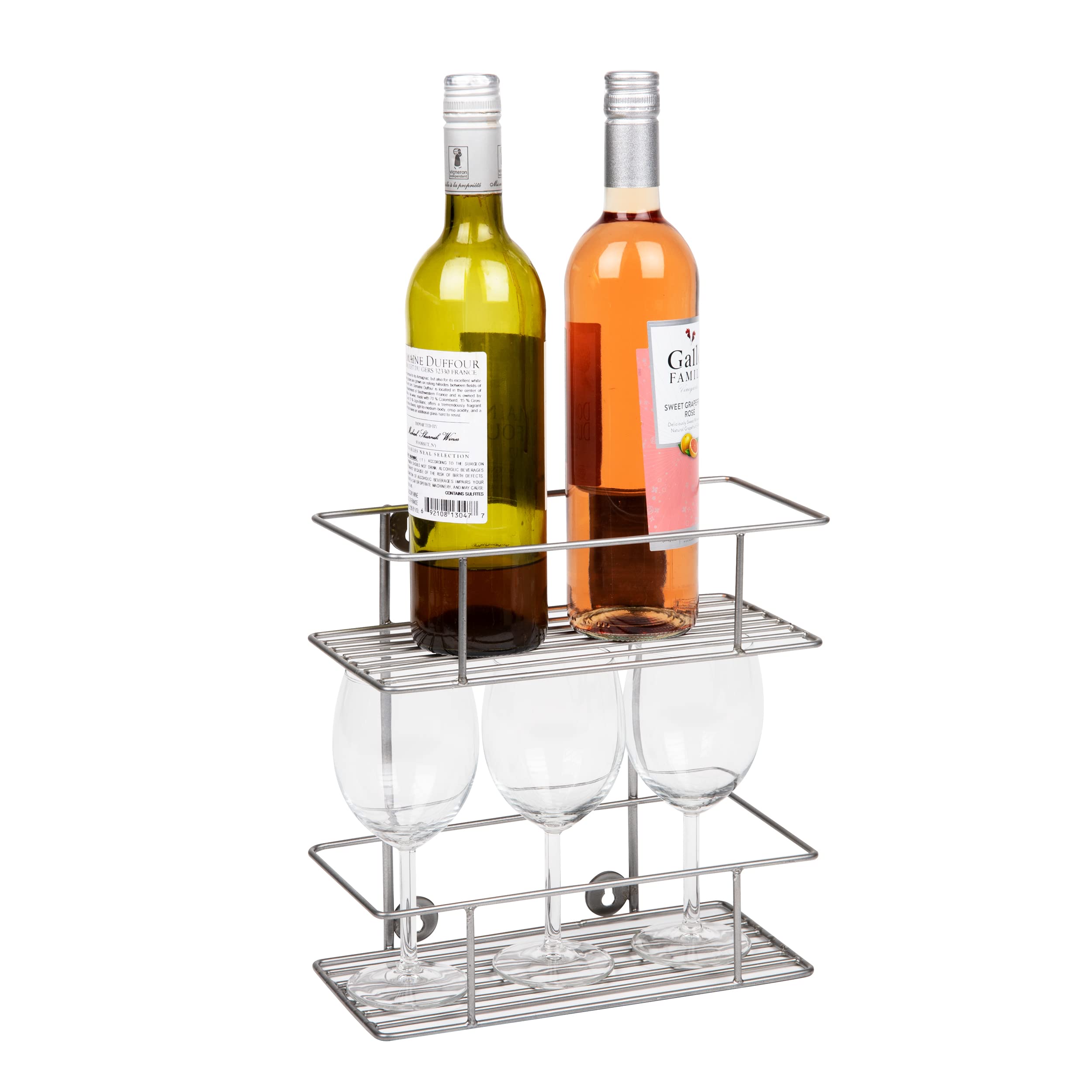 Mind Reader Alloy Collection 2-Shelf Wall Mount Organizer - Silver Metal Storage Shelf for Bathroom, Kitchen, Office & Garage Organization
