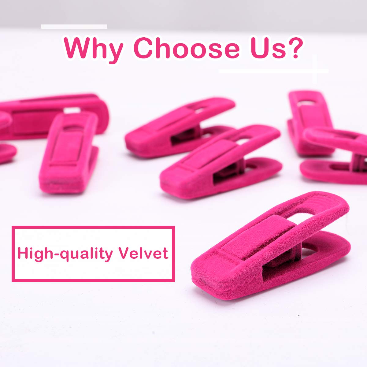 20-Pack Hot Pink Velvet Hangers with Strong Finger Clips - Non-Slip Pants Hangers for Thin Clothes | Perfect for Closet Organization, Wardrobe Storage & Travel Use