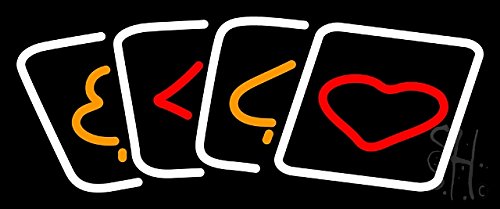 Poker Cards Neon Sign with Clear Backing - 10 x 1 x 24 Inches - Perfect for Casino Nights, Game Rooms, and Poker Party Decorations