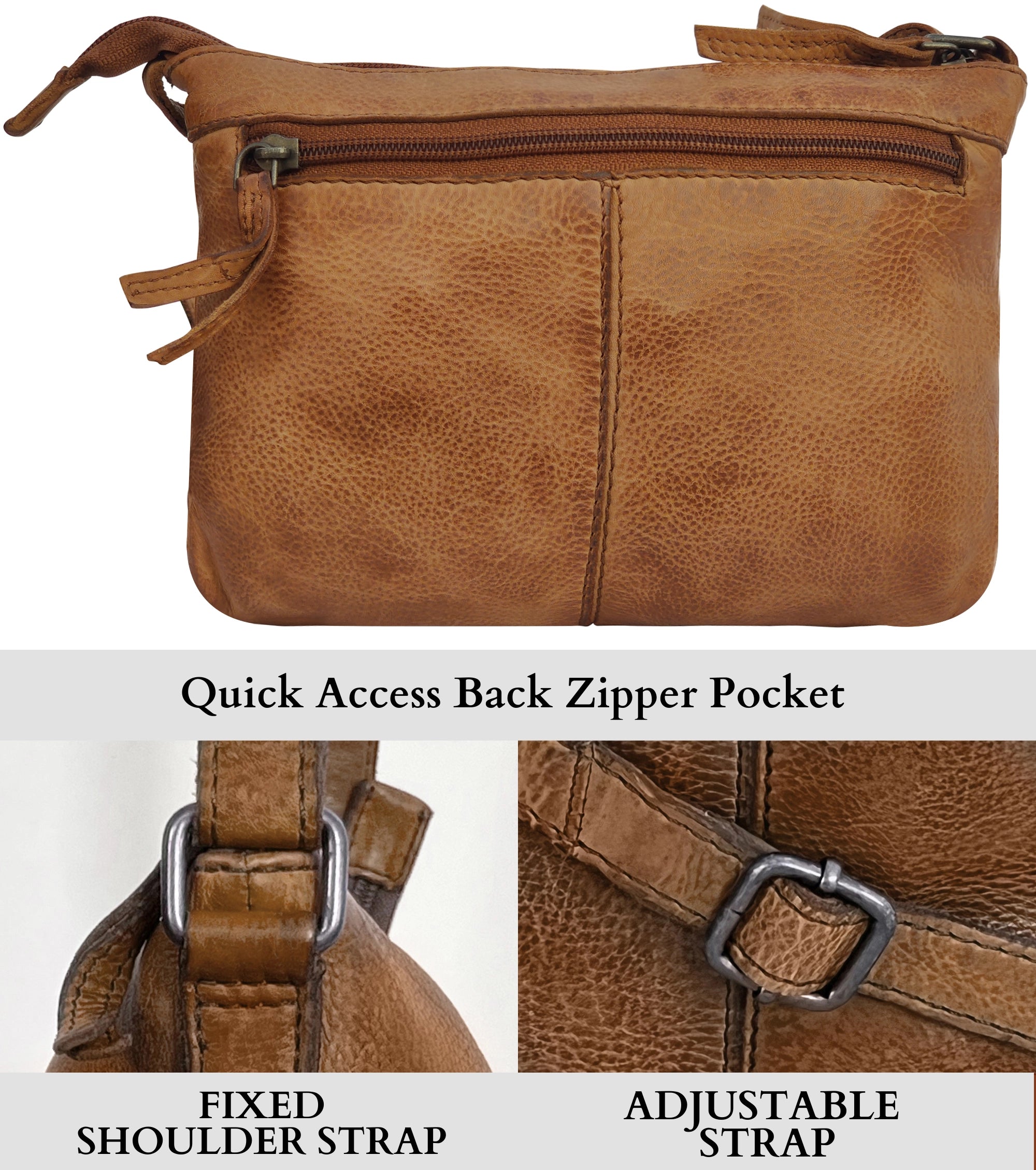 Genuine Leather Crossbody Purse for Women - Stylish & Durable Cognac Shoulder Bag - Perfect for Work, Travel & Everyday Use