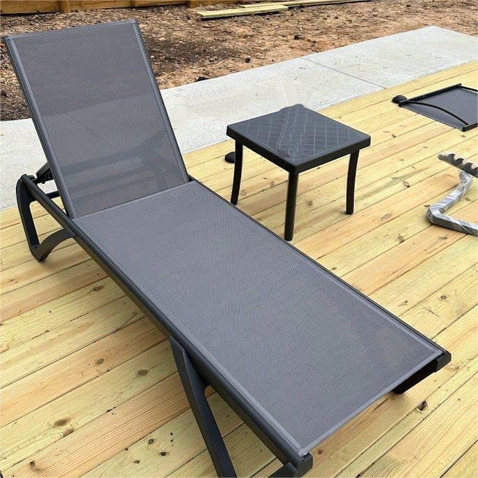 Adjustable Aluminum Pool Lounge Chair with Wheels - Outdoor Chaise for Beach, Poolside & Patio
