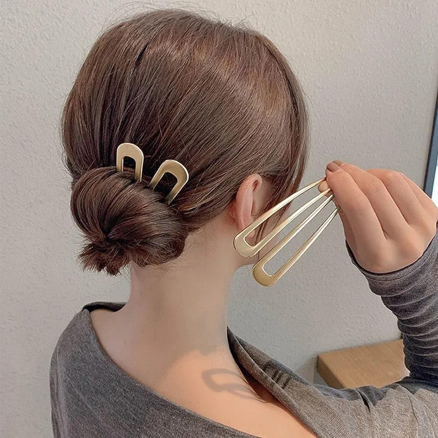 INHEAVEN 2-Pack Vintage U-Shaped Hair Sticks | Metal Bun Pins for Women & Girls | Wedding, Bridal & Everyday Hairstyle Accessories | Secure Updos, Chignons & Buns