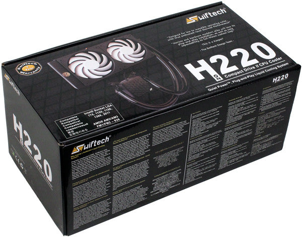 Swiftech H220 AIO Kit - Dual 120mm All-in-One CPU Liquid Cooler for High-Performance Gaming PCs & Overclocking Systems - Perfect for PC Builders & Enthusiasts