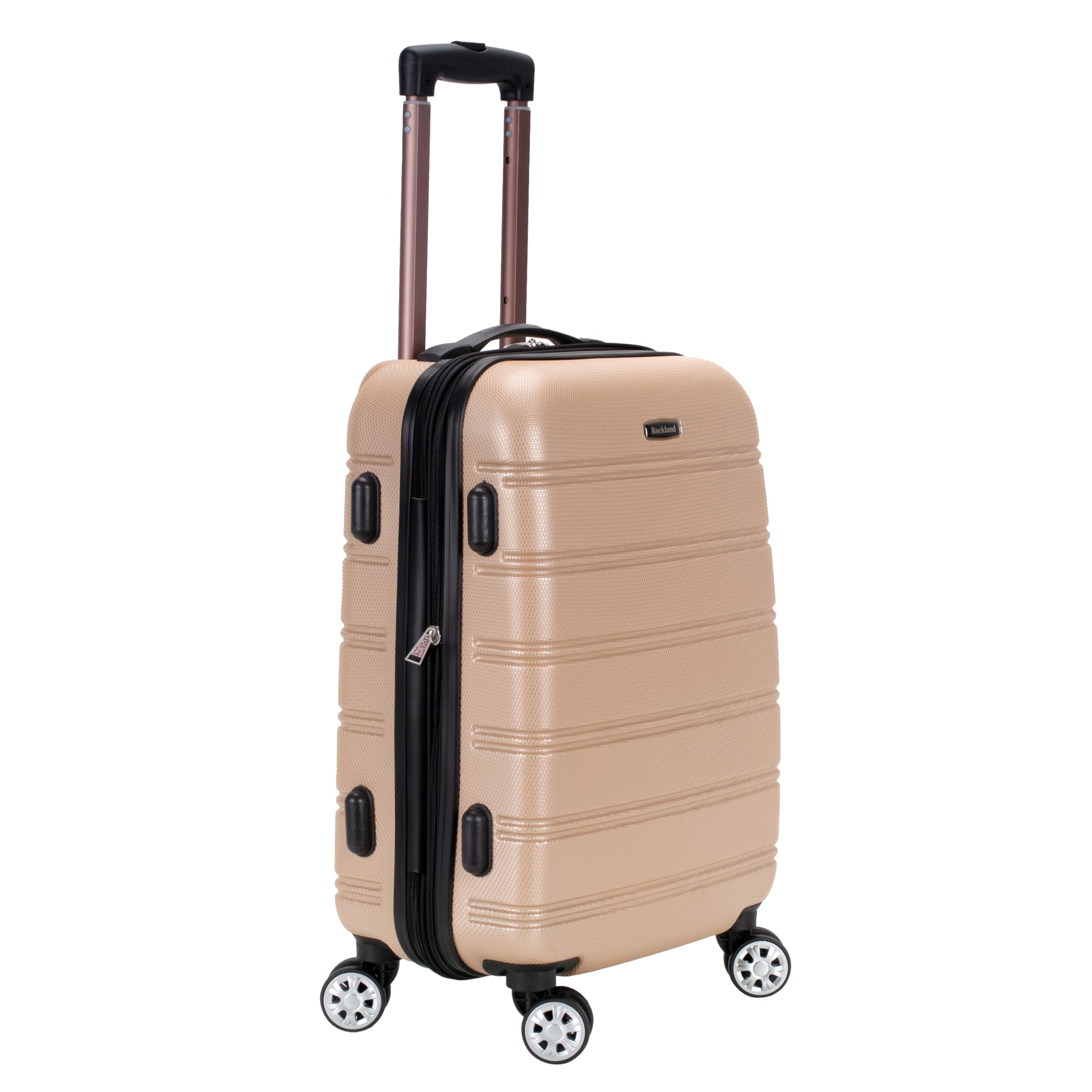 Rockland Melbourne 20-Inch Expandable Hardside Spinner Luggage - Champagne Carry-On Suitcase for Travel, Business Trips & Weekend Getaways