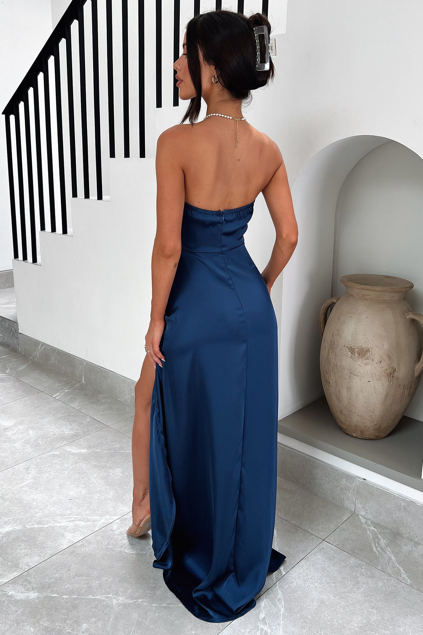 Fleur Maxi Dress Navy - Elegant Long Flowy Summer Dress for Women | Perfect for Beach Vacations, Weddings & Casual Outings