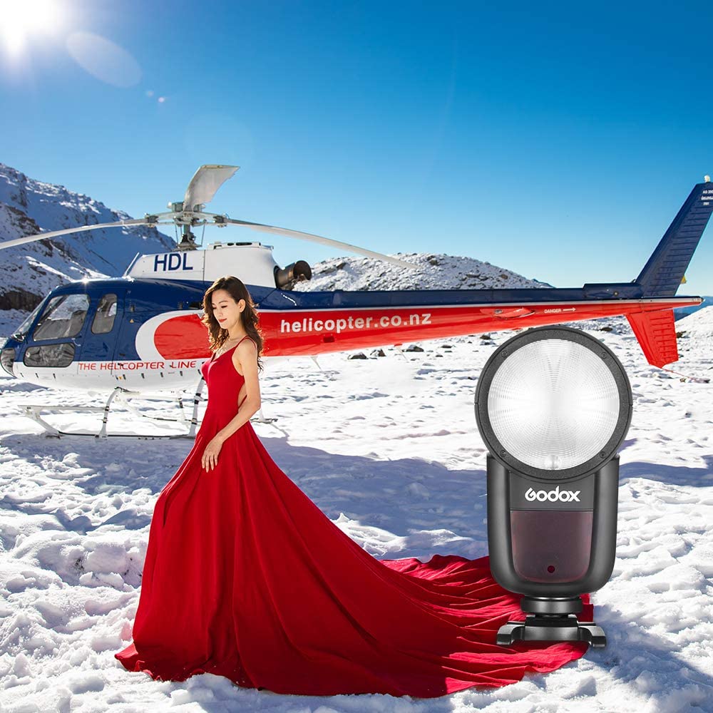 Godox V1-S TTL Round Head Flash with 2W LED Modeling Light – 1/8000s High-Speed Sync, 480 Full Power Flashes, 5600±200K Color Temp – Quick Release Lock for Sony Cameras – Perfect for Wedding, Portrait & Studio Photography