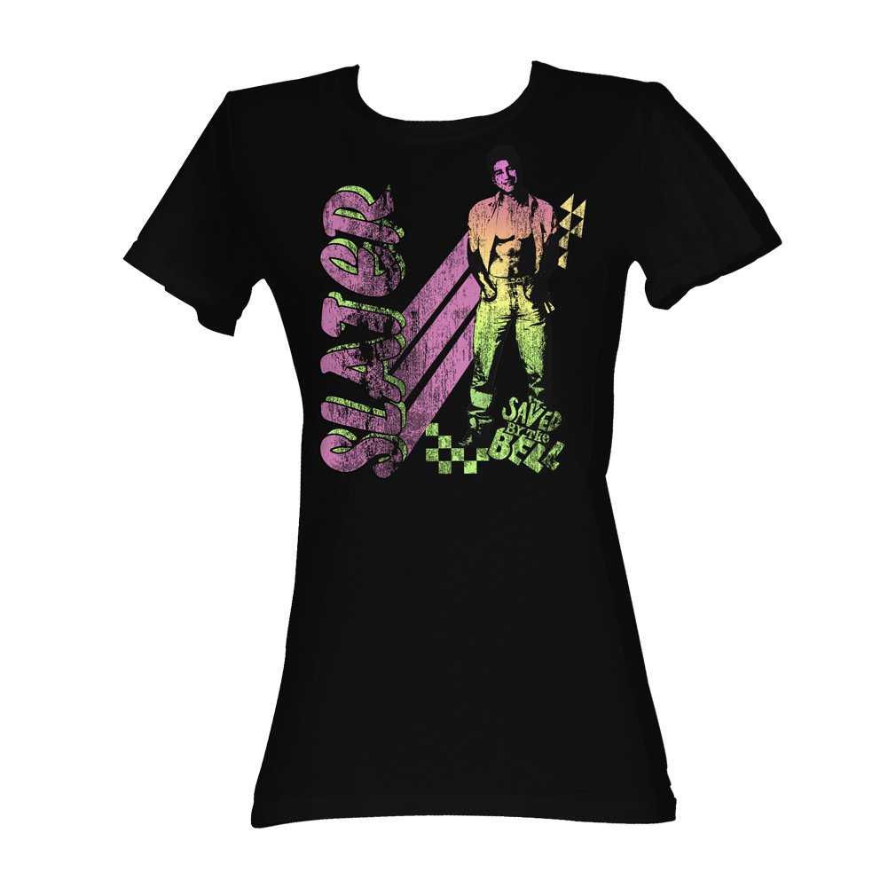 Saved by The Bell 80s Comedy Sitcom Slater Glow Colors Black Women's T-Shirt - Vintage TV Show Merchandise for Fans & Casual Wear
