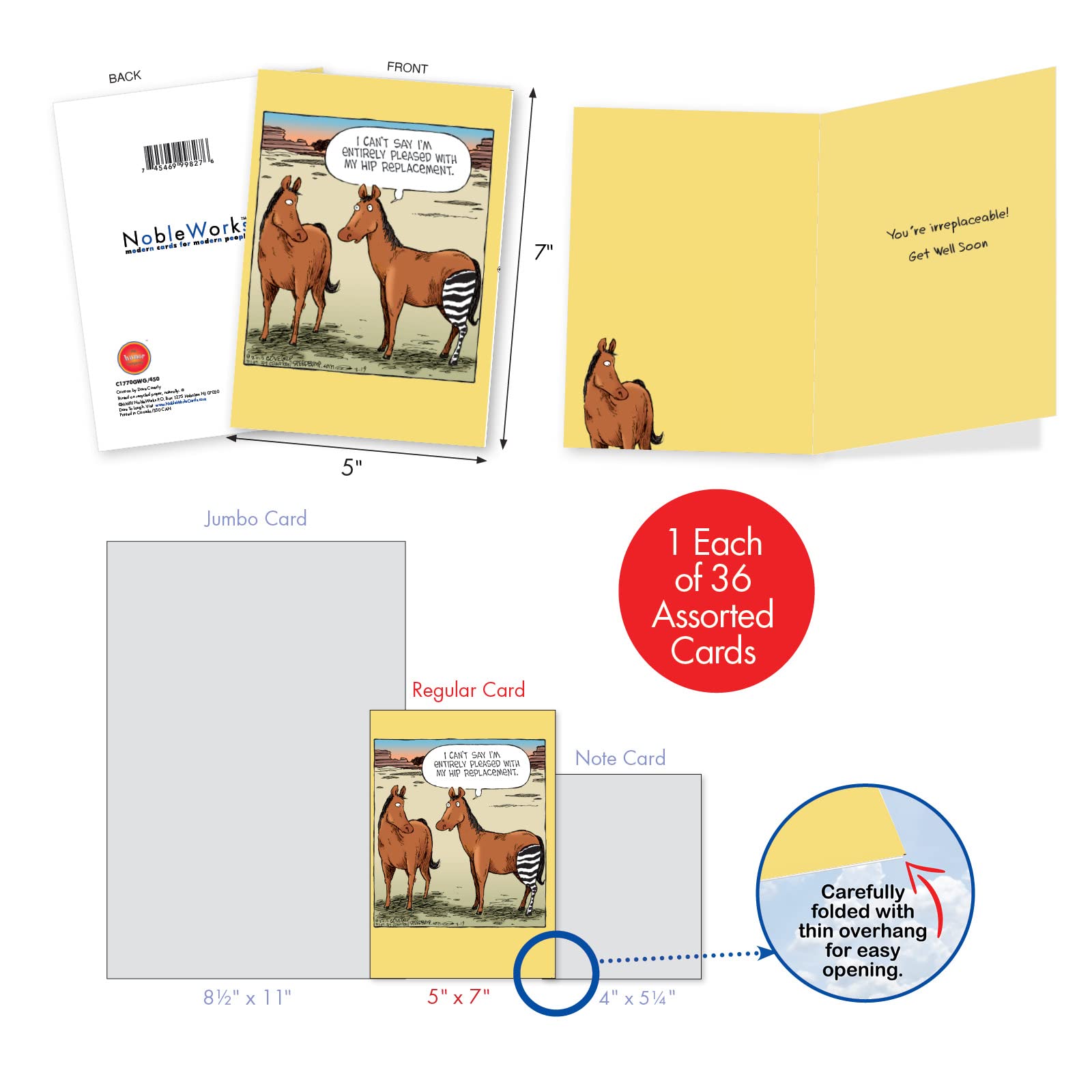 Funny Mixed Occasion Greeting Cards Set - 36 Designs with Envelopes for Birthday, Get Well & Friendship - Perfect for Parties & Gifts