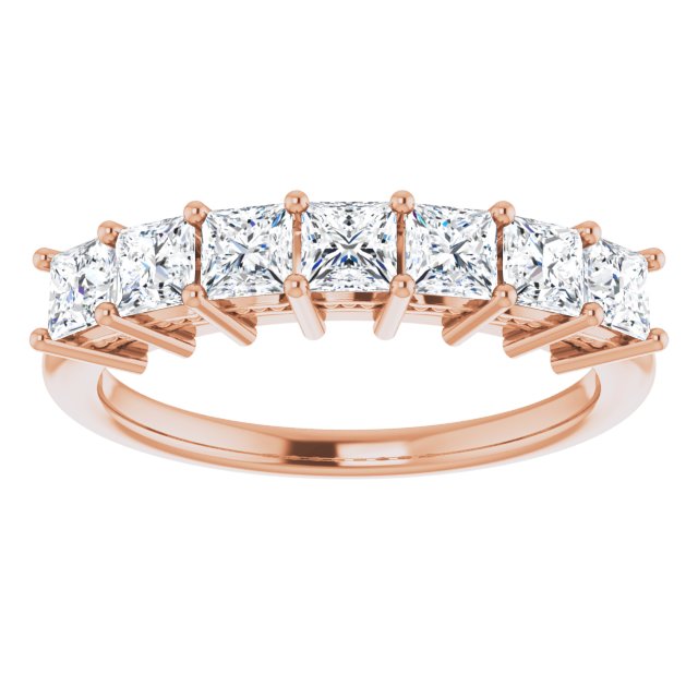 1.26 Carat Princess Cut Diamond Wedding Band - 7 Stone Anniversary Ring for Women, Elegant Bridal Jewelry, Perfect for Engagement, Proposal & Special Occasions