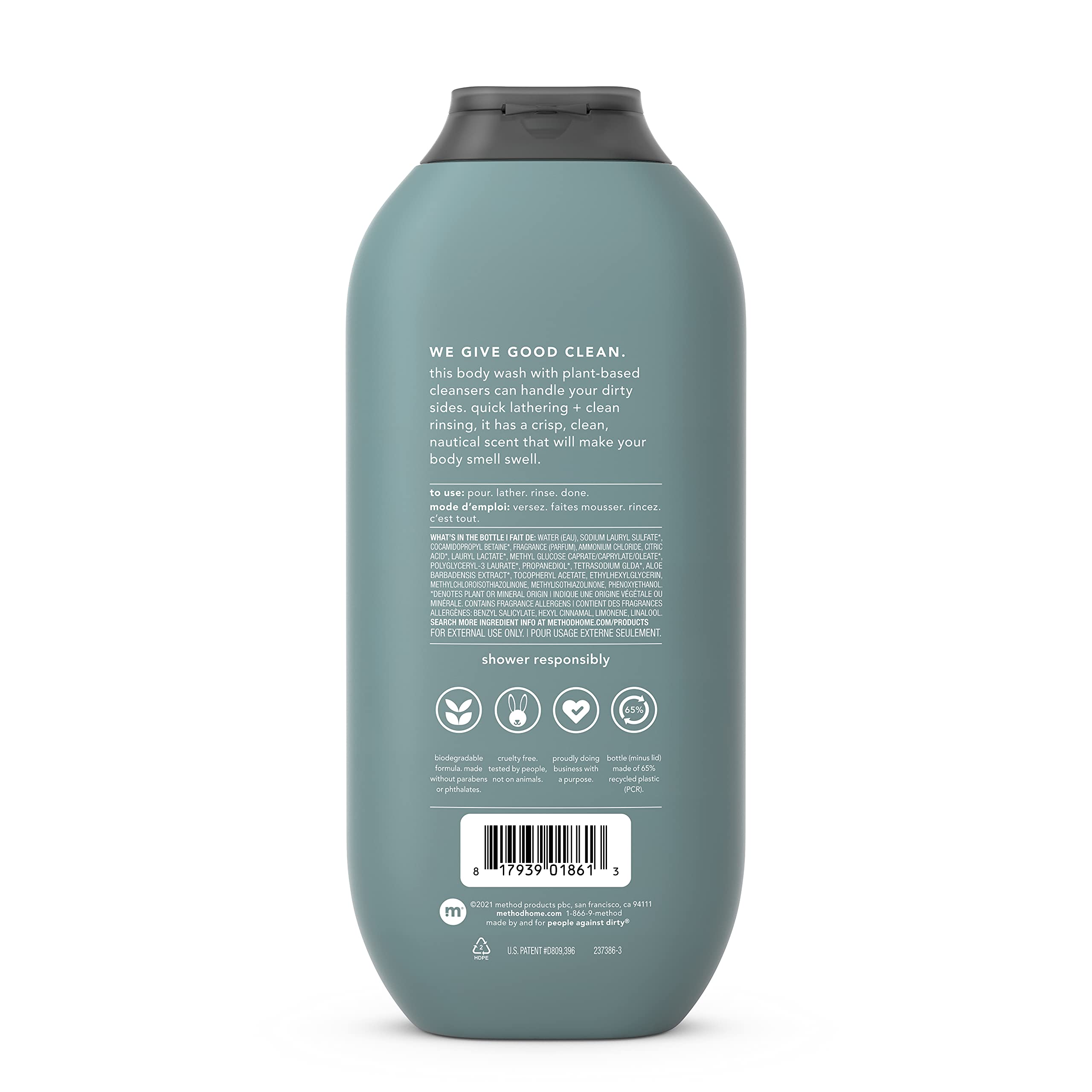 Method Men's Body Wash - Cedar & Cypress Scent, 18 fl oz | Paraben & Phthalate Free | Moisturizing & Softening | For Shower & Daily Grooming Routine