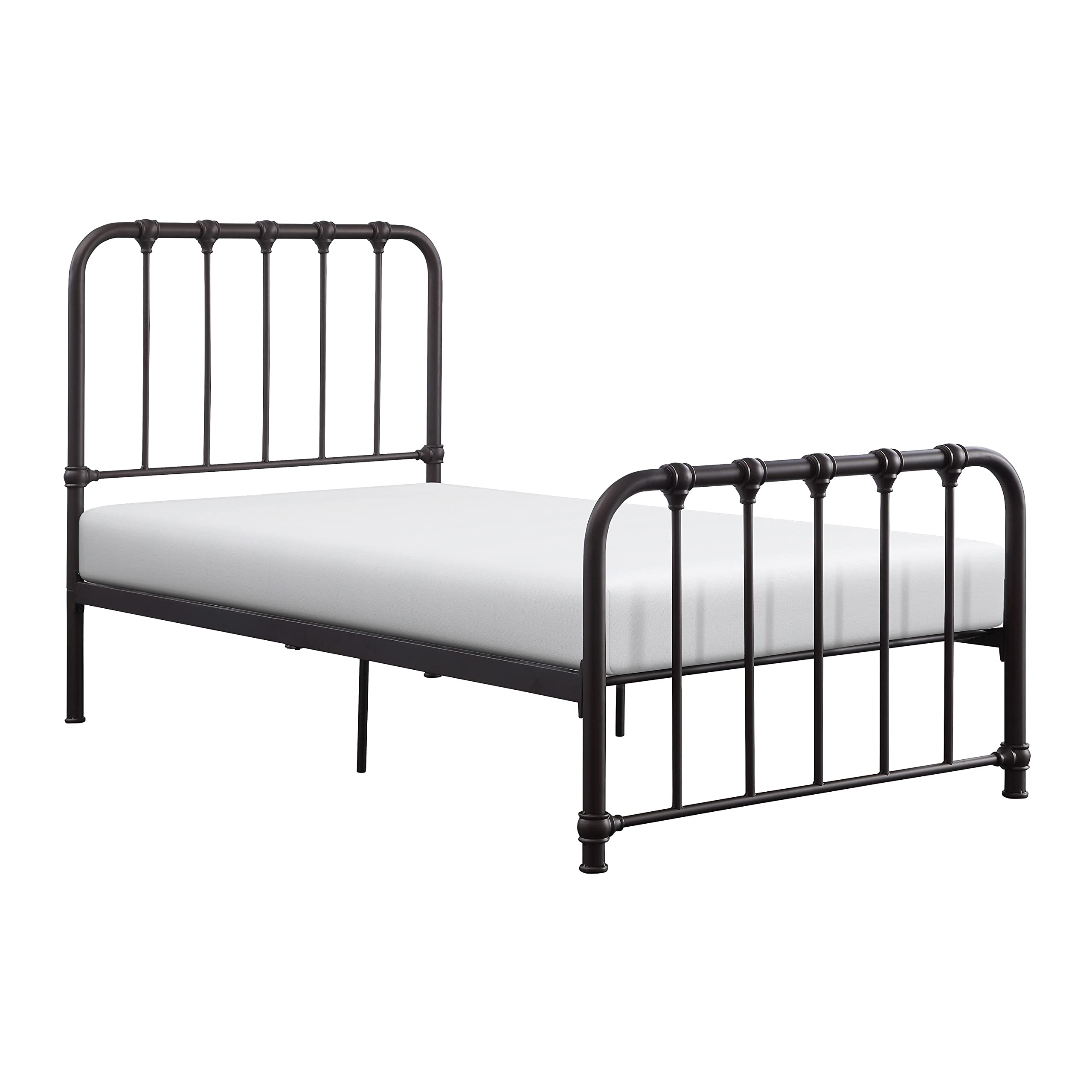 Lexicon Twin Metal Bed Frame with Headboard - Sturdy Metal Platform Bed with Slat Support, Under Bed Storage Space, No Box Spring Needed - Easy Assembly, Dark Bronze - Perfect for Kids Rooms, Guest Bedrooms & Small Spaces