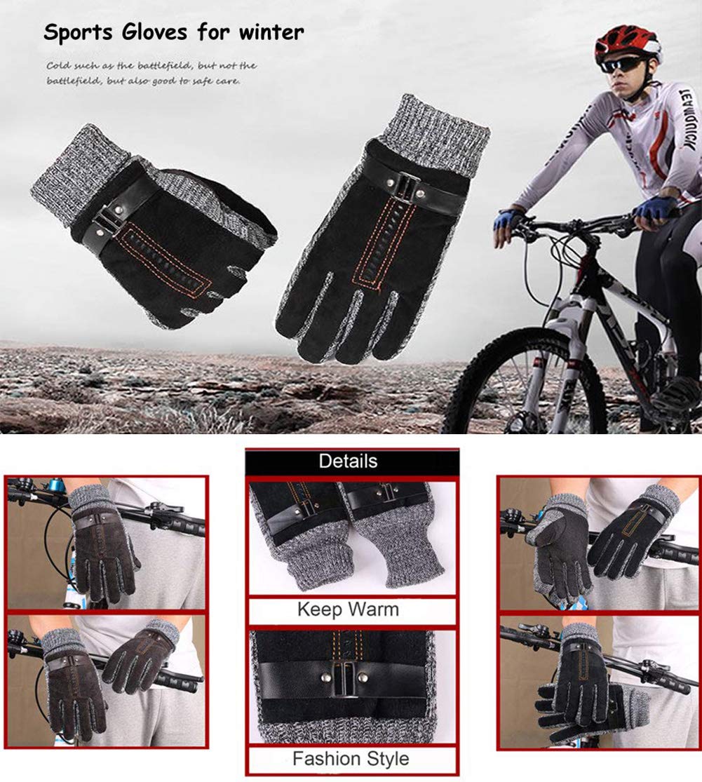 Men's Winter Touchscreen Gloves - Thick Suede Leather with Fleece Lining for Driving, Texting & Outdoor Activities | Cold Weather Hand Protection for Work, Commuting & Snow Sports