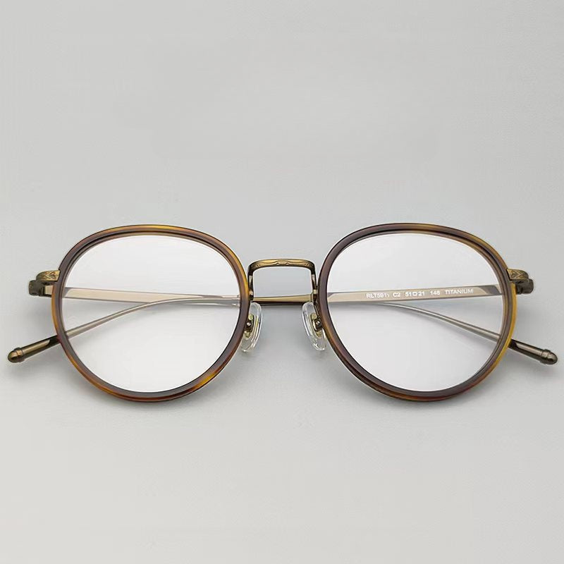 Vintage Round Titanium Eyeglasses Frames for Men & Women - Retro Classic Style - Lightweight Durable Metal Glasses for Reading, Driving & Fashion Accessories