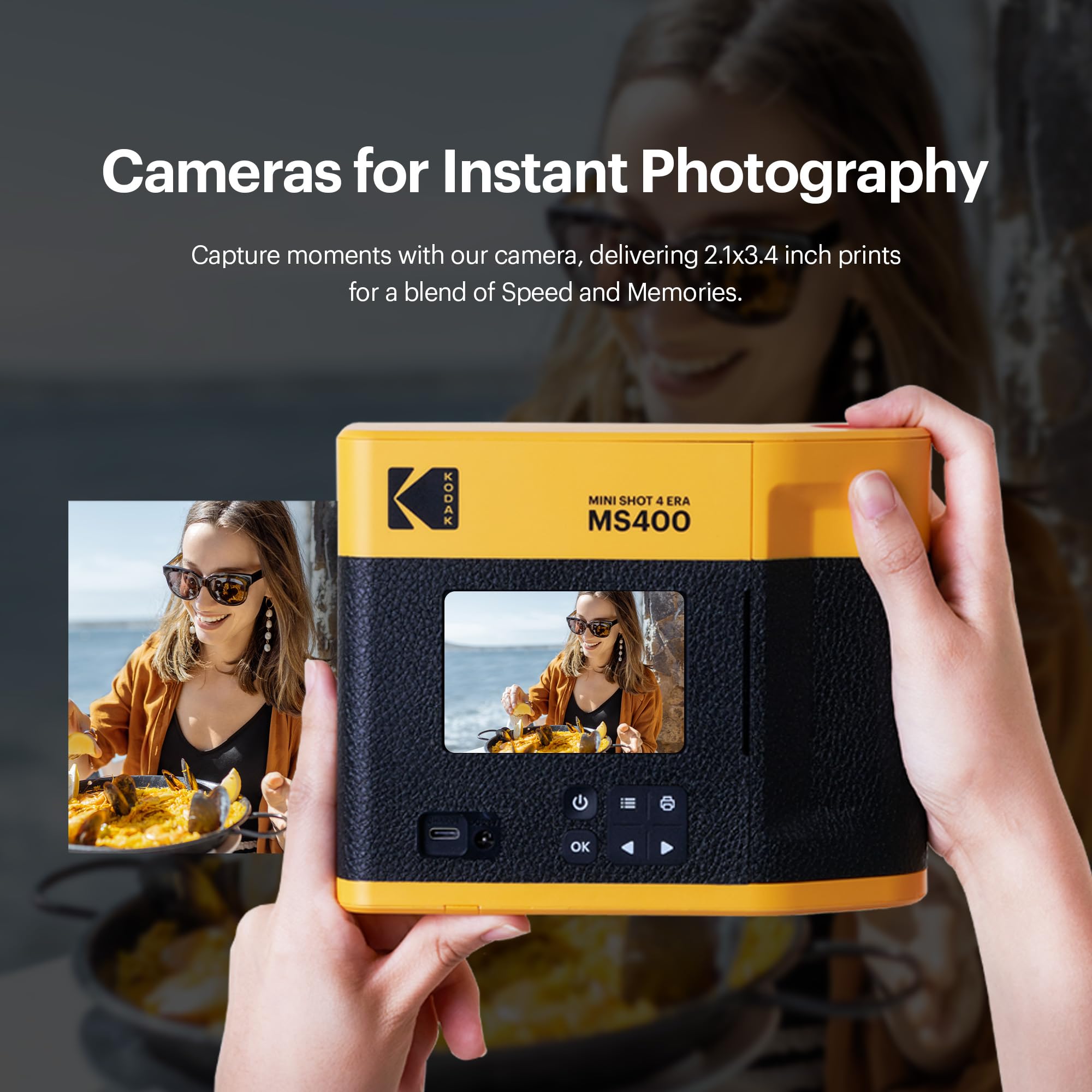 KODAK Mini Shot 4 Era Instant Digital Camera & Photo Printer - 4x4 Prints, Bluetooth Connectivity, Built-in Templates (Camera + Photo Paper Included) - Perfect for Travel, Parties, and DIY Scrapbooking