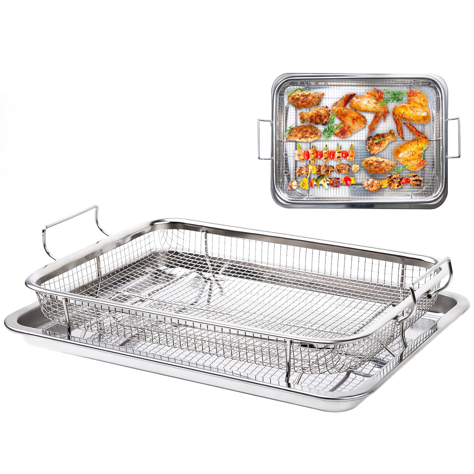 Eyourlife Stainless Steel Air Fryer Basket & Tray - 11.6
