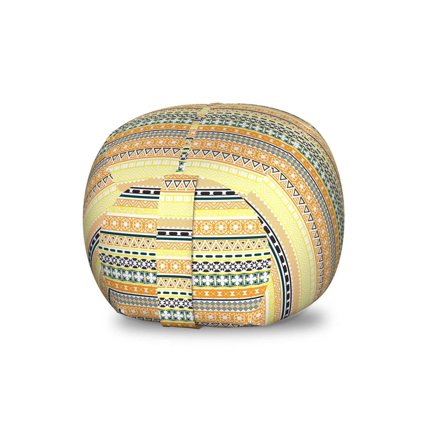 Ambesonne Bohemian Stripe Toy Storage Bag Chair - Floral Geometric Pattern with Rhombus Triangles & Flowers - Washable Stuffed Animal Organizer for Kids Room - Small Multicolor Bean Bag for Playroom, Nursery or Bedroom Decor