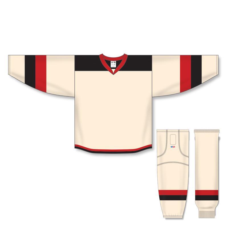 Custom Athletic Knit Jersey - Sand, Black, Red 7400 - Perfect for Team Sports, Training & Fan Gear - High-Performance Breathable Fabric for Comfort & Style