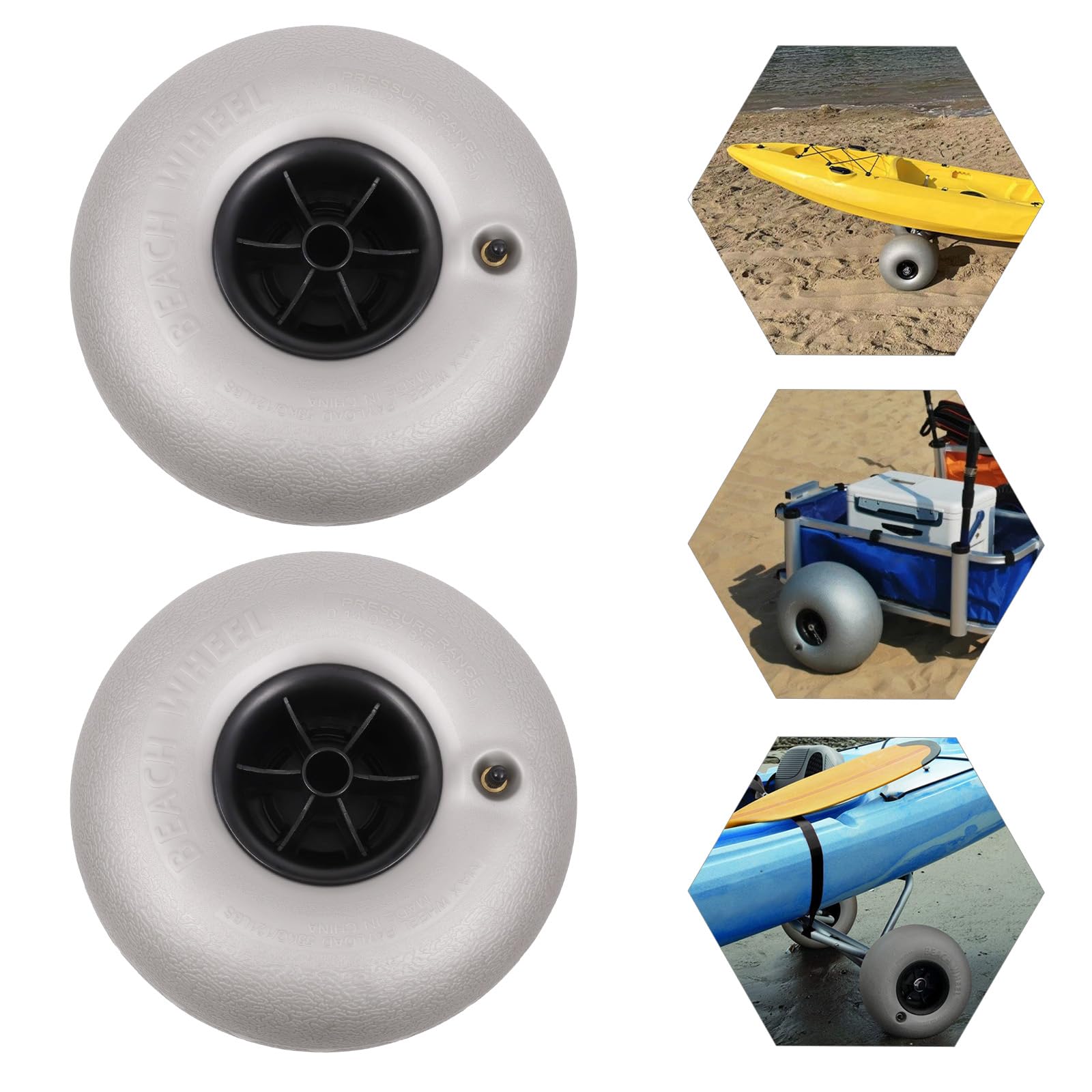 **2-Pack Inflatable Beach Wheels - Replacement Balloon Tires for Beach Buggy, Kayak Trolley, Canoe Dolly, Rolling Walker & Garden Cart - Heavy Duty Sand Wheels for Wheelchair & Wagon - Perfect for Beach, Camping & Outdoor Adventures**