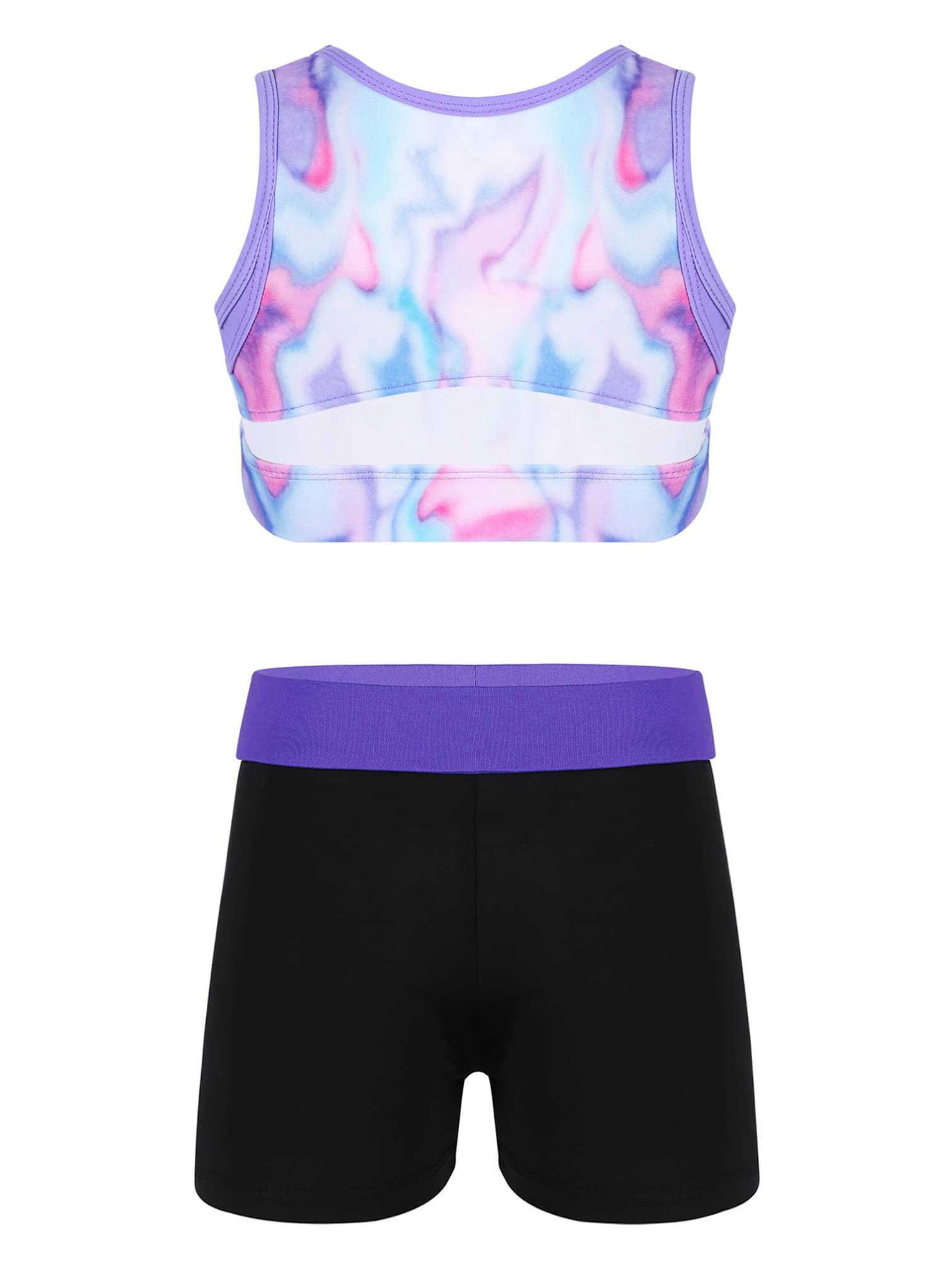 TiaoBug Girls' 2-Piece Swimsuit & Activewear Set - Crop Top and Shorts for Dance, Sports, Gym, Yoga, and Beach Play | Perfect for Summer Workouts and Pool Parties