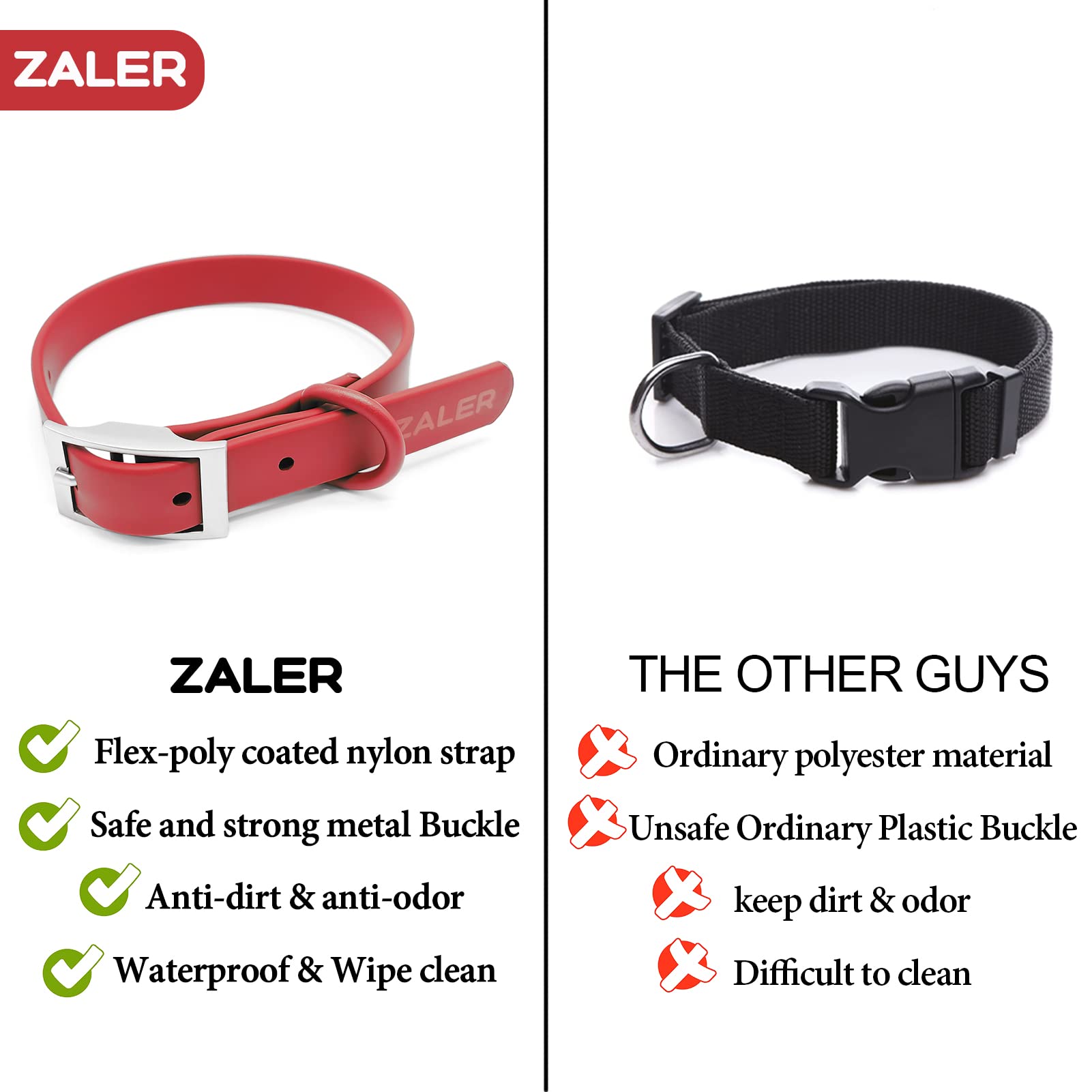 Waterproof Dog Collar - Adjustable Odor Proof Pet Collar for Small Medium Large Dogs - Soft Comfortable Easy Clean Dog Accessories (Strawberry Red, Size S 8.6