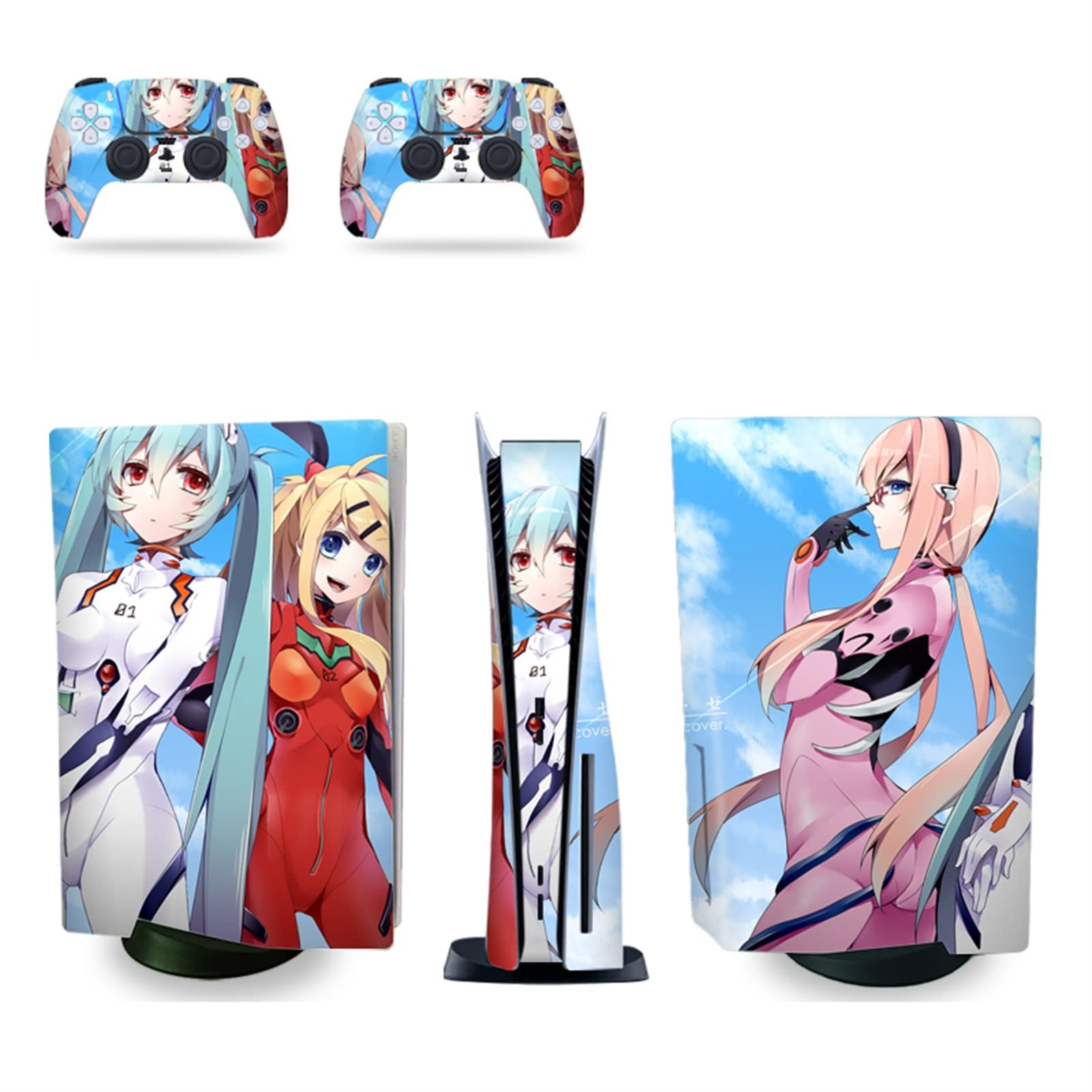 Anime Console Vinyl Skin Decal for PS5 Disk Edition - Scratch-Resistant Protection Cover for 2 Controllers - Bubble-Free Application, No Residue - Perfect for Gaming Enthusiasts & Anime Fans