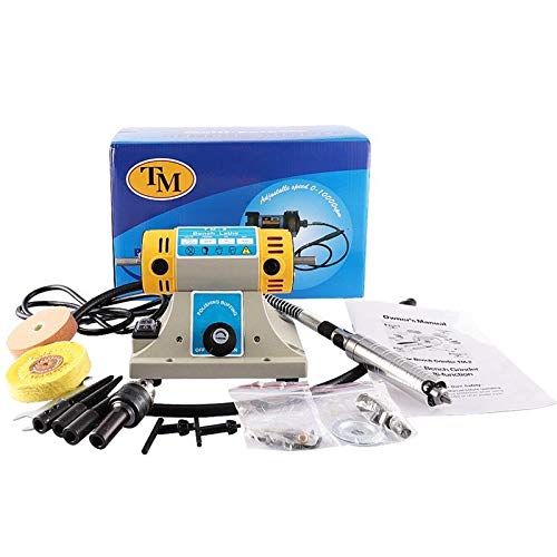 Hengwei 110V 350W 10000rpm Mini Jewelry Polishing Machine - Bench Buffer Grinder for Gemstones, Rocks & Metal - Perfect for Jewelry Making, Lapidary & DIY Craft Projects