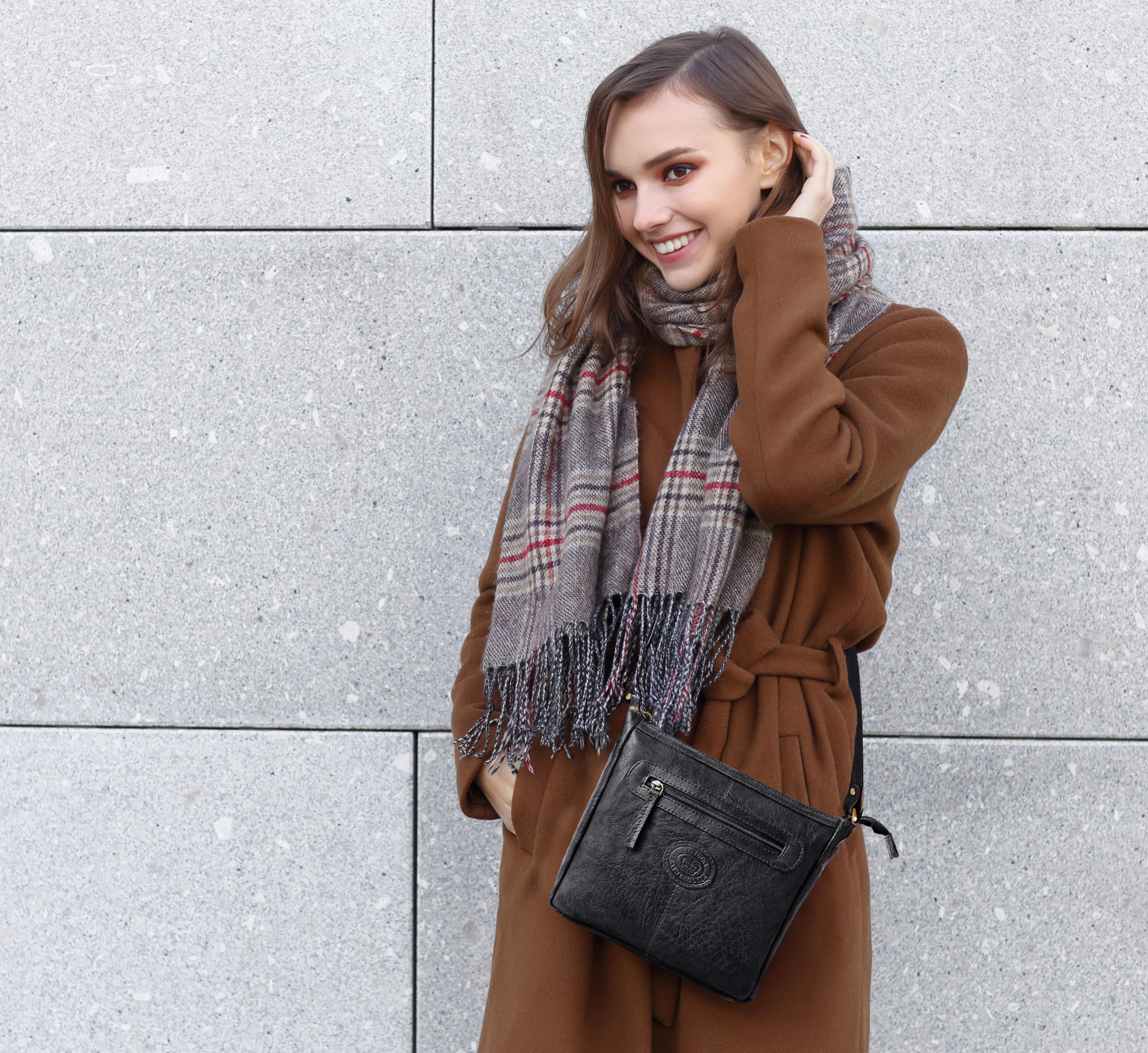 Woodland Leathers 100% Genuine Leather Women's Hobo Shoulder Bag - Vintage Retro Designer Slouch Purse with Multiple Pockets, Crossbody Handbag for Everyday Use, Work & Travel